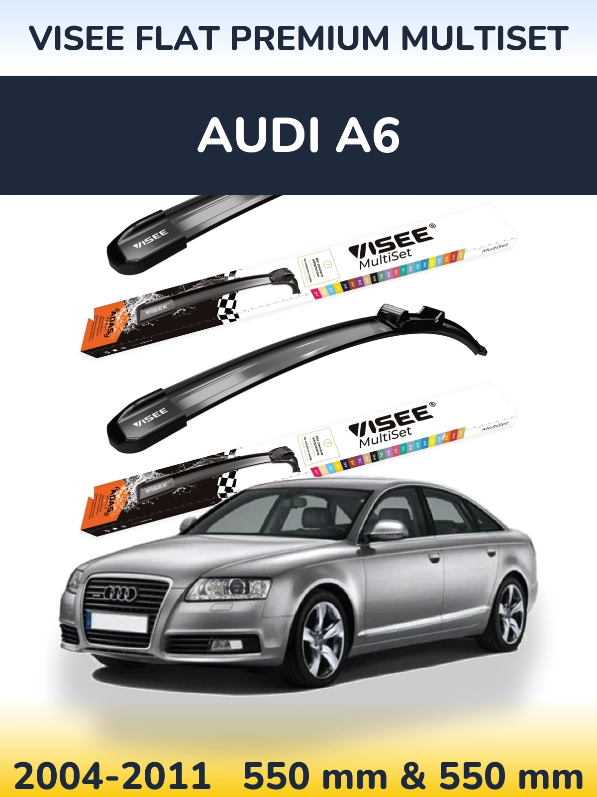 Front wiper blade set VISEE FLAT PREMIUM MultiSet 550 & 550 мм for Audi A6 2004-2011