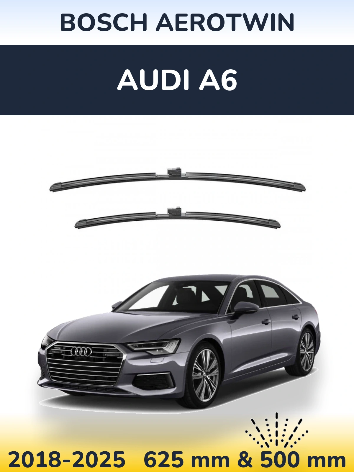 Комплект передніх щіток BOSCH AeroTwin 625 & 500 мм для Audi A6 2018-2025