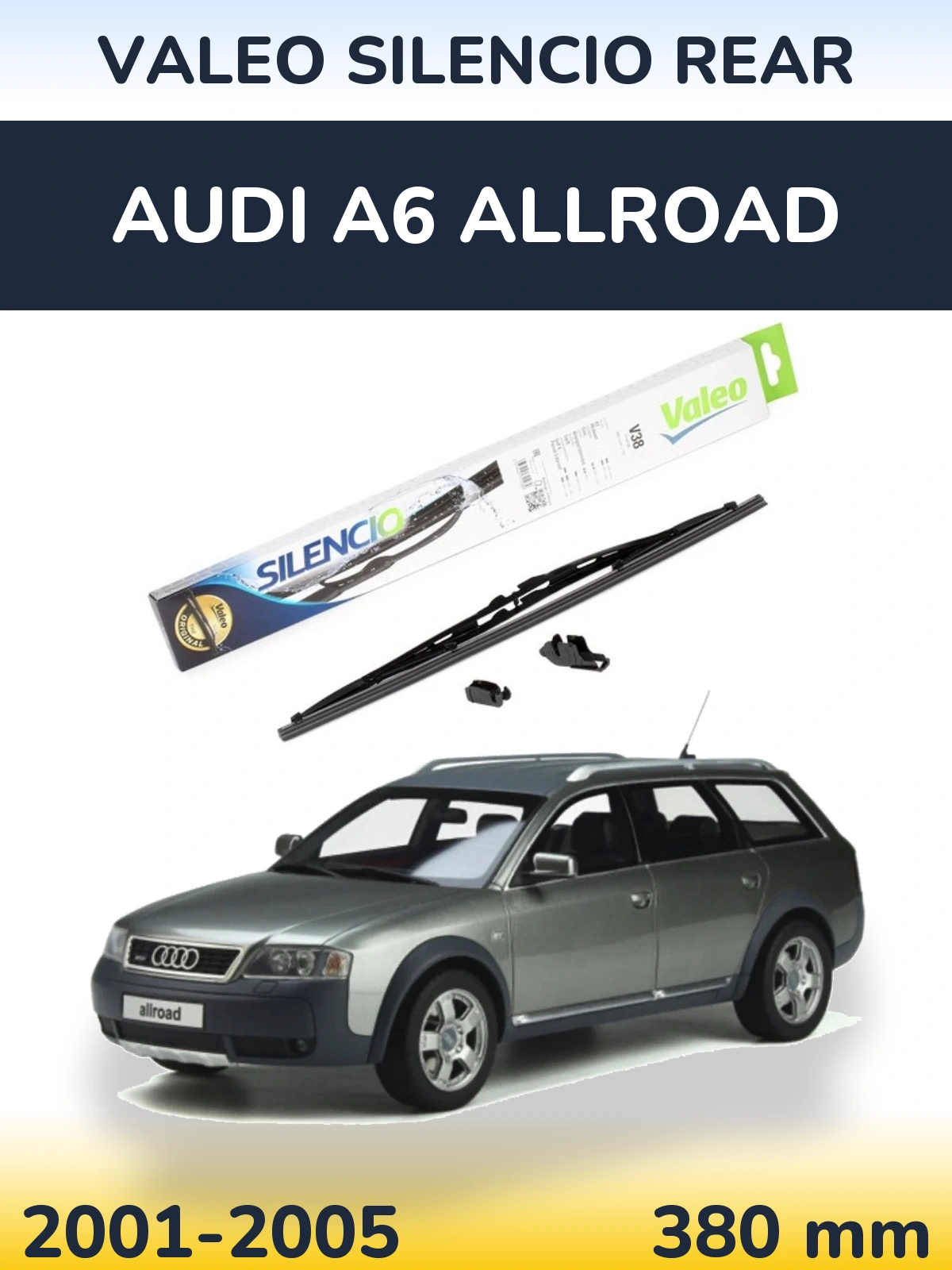 Rear wiper blade Valeo Silencio Rear 380 mm for Audi A6 Allroad 2001-2005