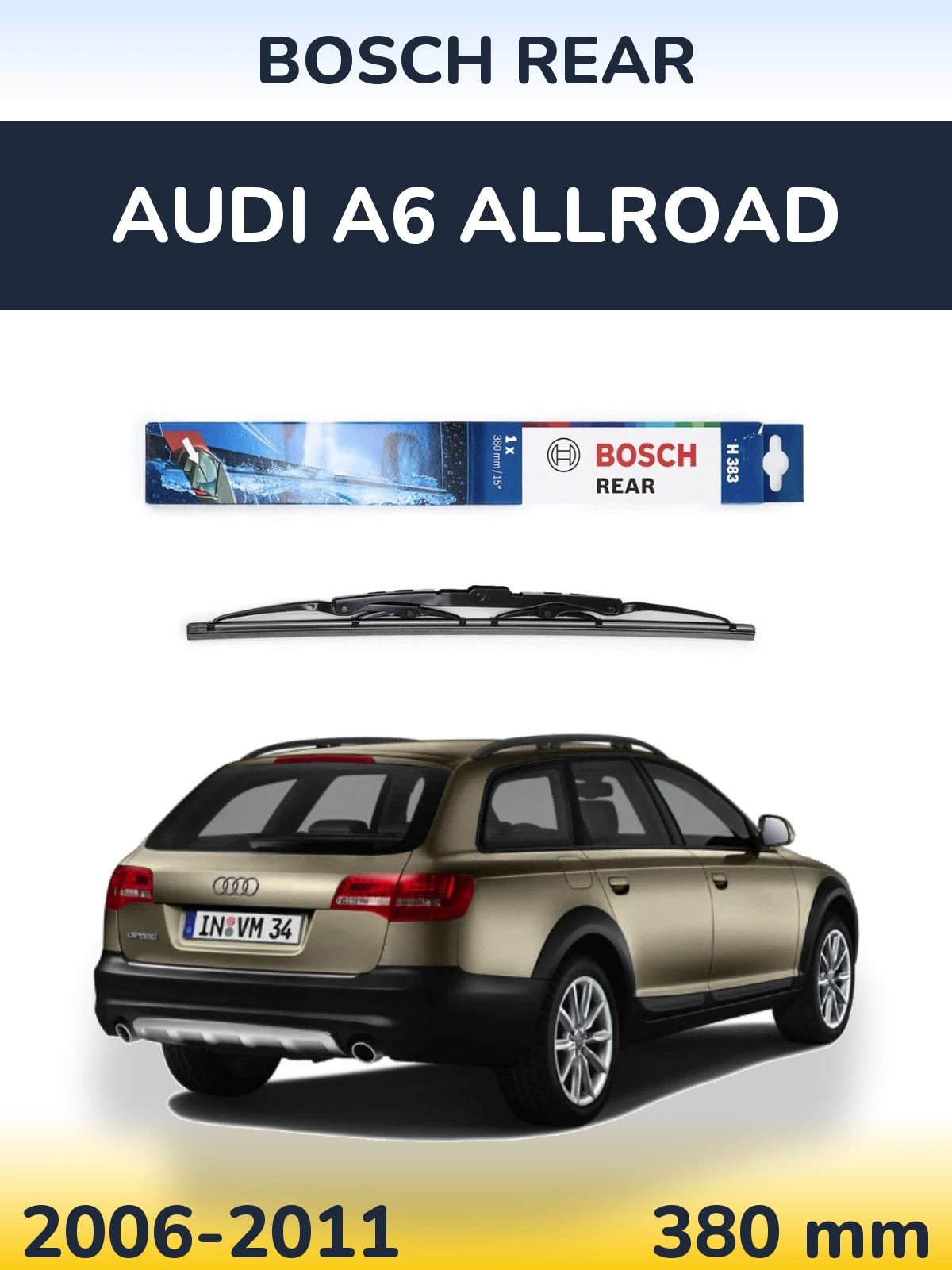 Задний дворник BOSCH Rear 380 мм для Audi A6 Allroad 2006-2011