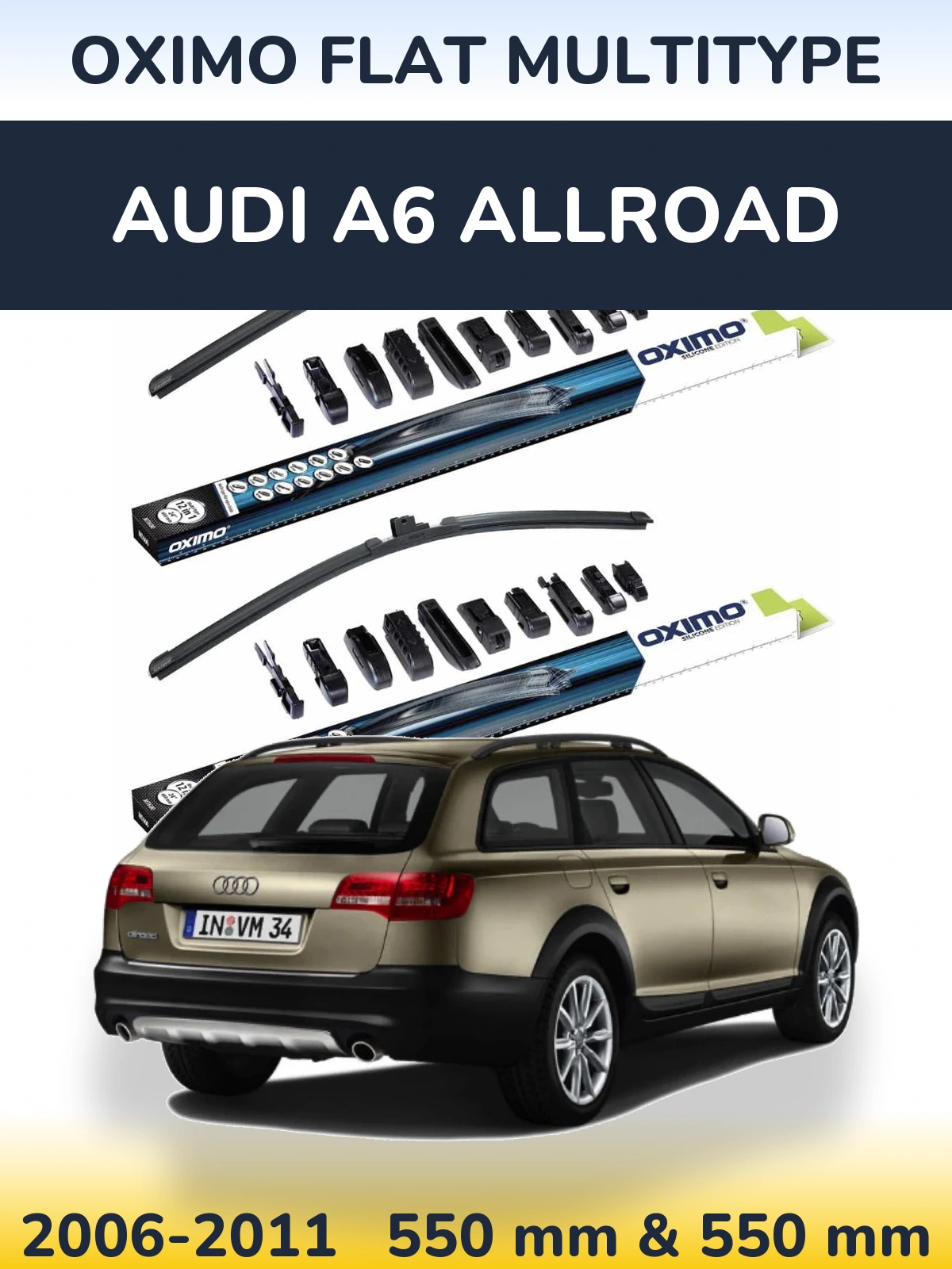 Front wiper blade set Oximo Flat MultiTypee 550 & 550 мм for Audi A6 Allroad 2006-2011
