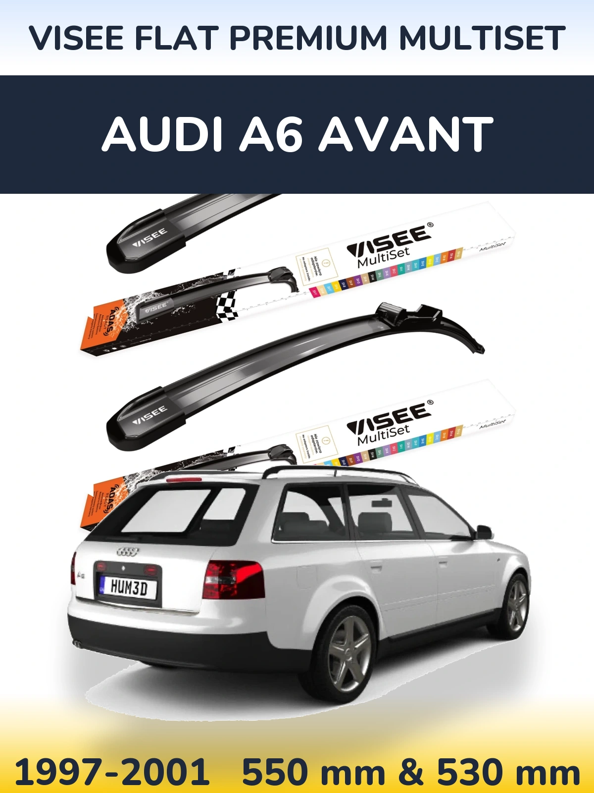 Front wiper blade set VISEE FLAT PREMIUM MultiSet 550 & 530 мм for Audi A6 Avant 1997-2001