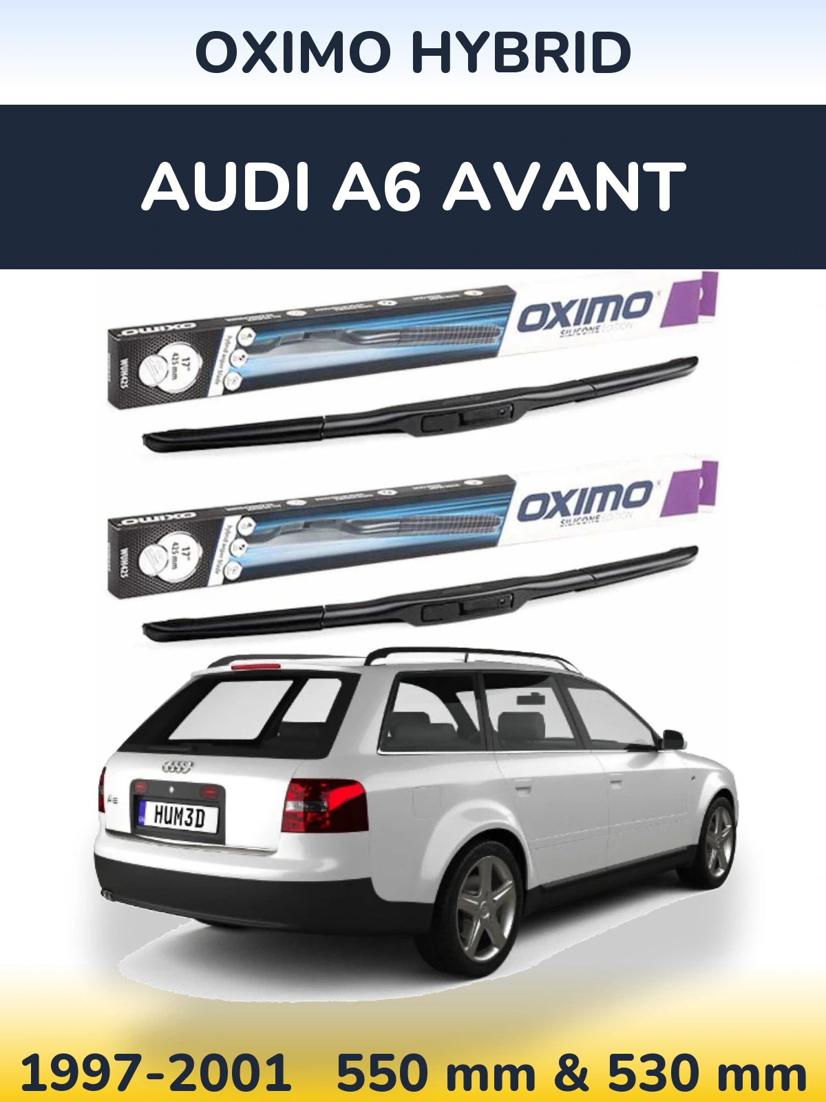 Komplet przednich wycieraczek Oximo Hybrid 550 & 530 mm do Audi A6 Avant 1997-2001