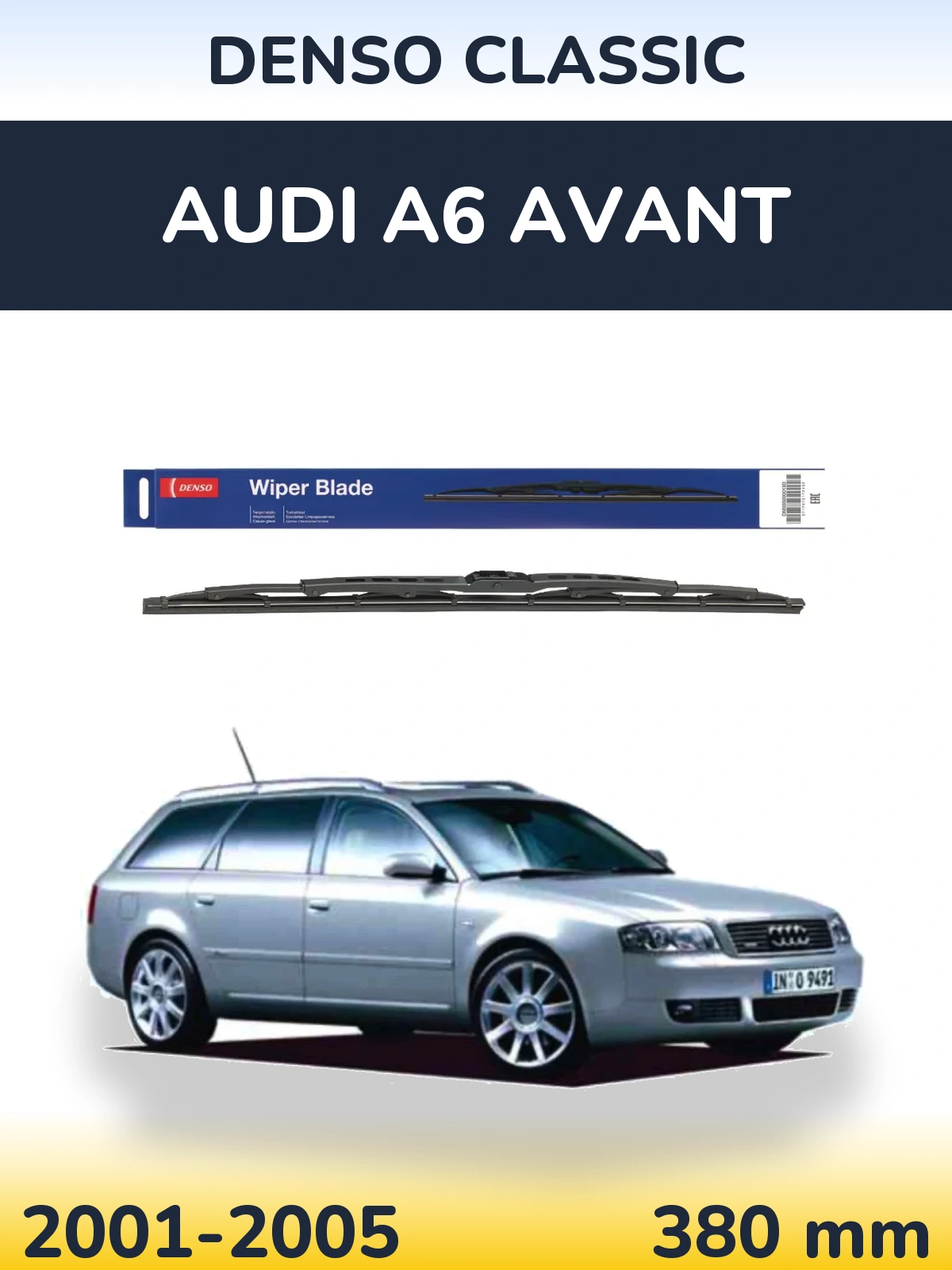 Rear wiper blade Denso Classic 380 mm for Audi A6 Avant 2001-2005