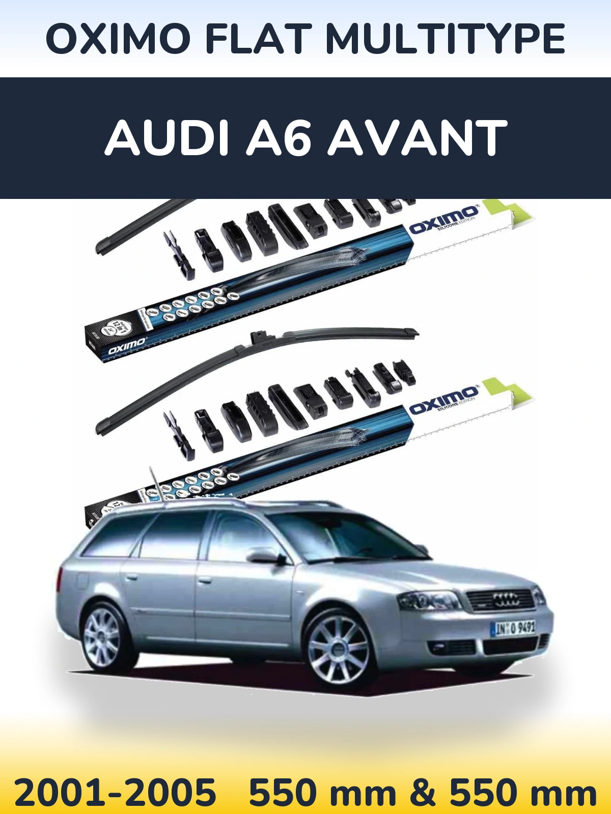 Front wiper blade set Oximo Flat MultiTypee 550 & 550 mm for Audi A6 Avant 2001-2005