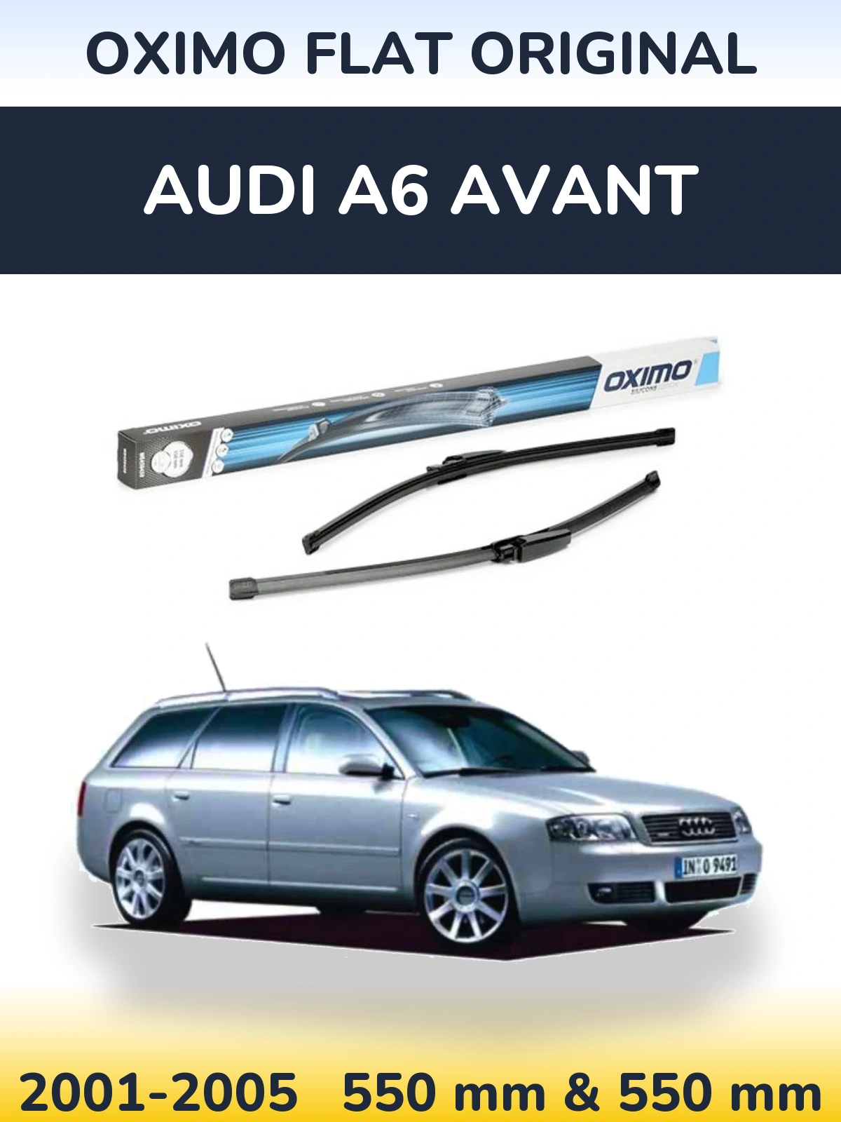 Front wiper blade set Oximo Flat Original 550 & 550 mm for Audi A6 Avant 2001-2005