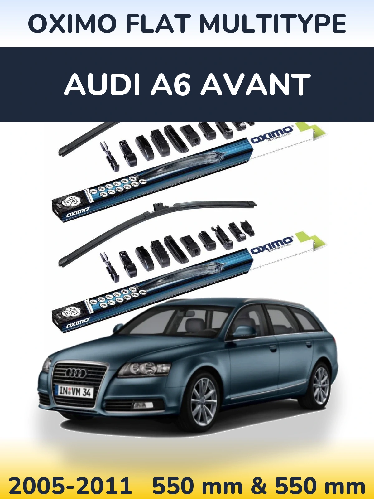 Komplet przednich wycieraczek Oximo Flat MultiType 550 & 550 mm do Audi A6 Avant 2005-2011