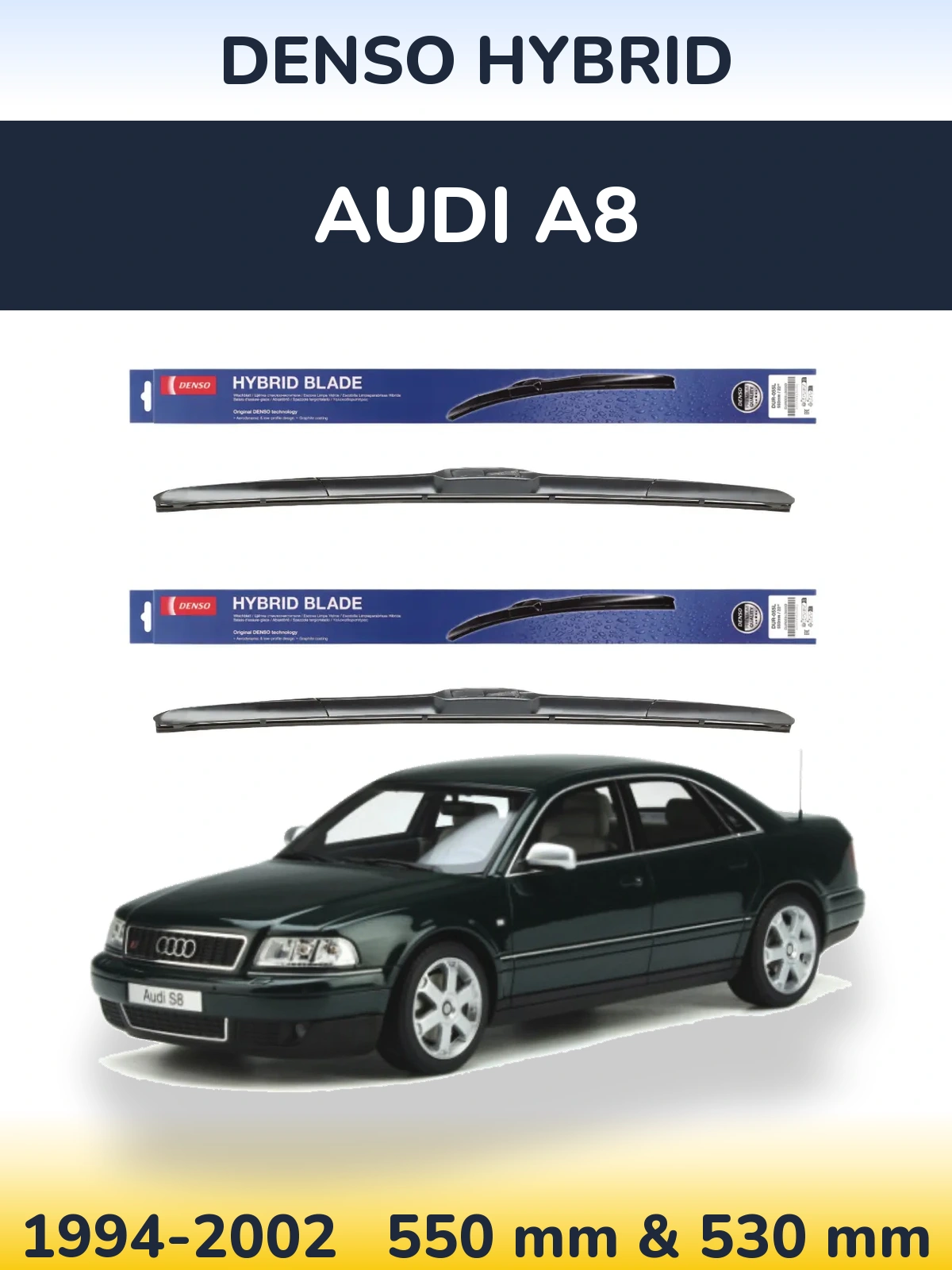 Komplet przednich wycieraczek Denso Hybrid 550 & 530 mm do Audi A8 1994-2002