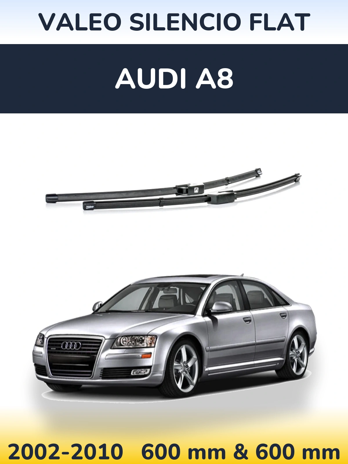 Front wiper blade set Valeo Silencio Flat 590 & 580 mm for Audi A8 2002-2010