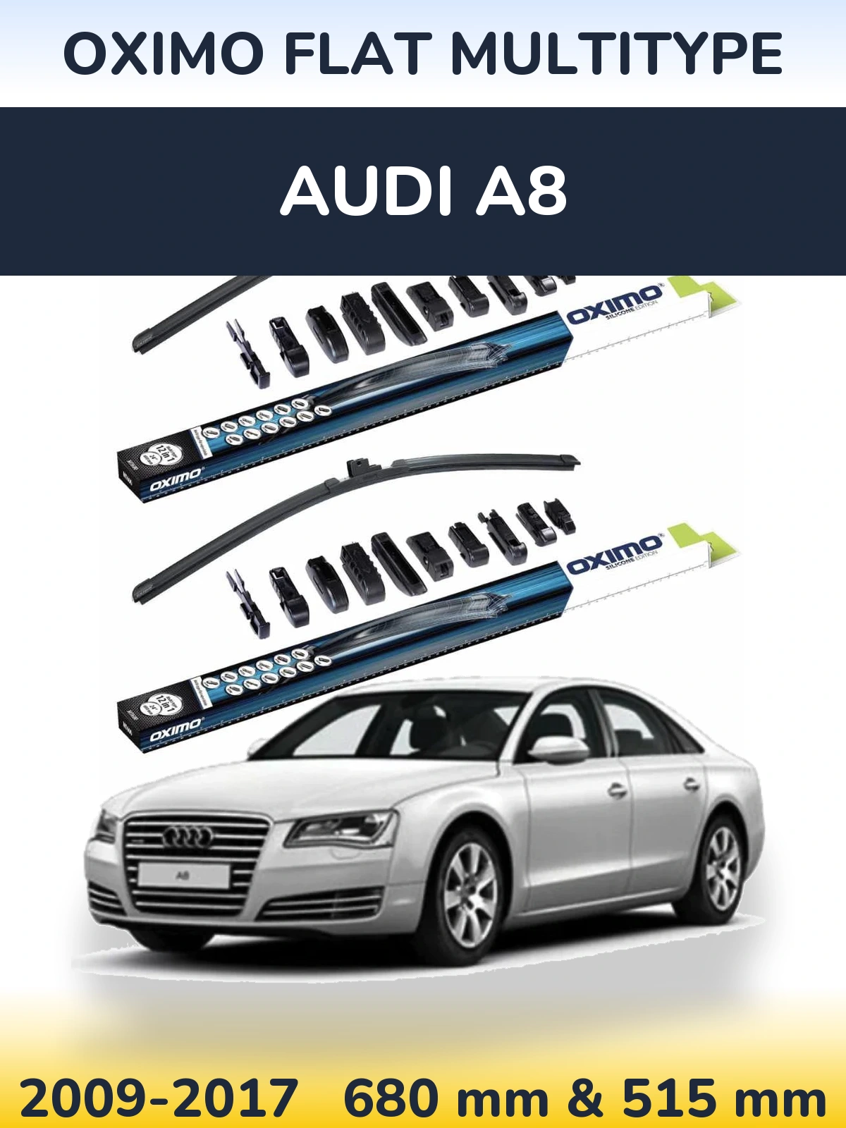 Front wiper blade set Oximo Flat MultiTypee 700 & 500 мм for Audi A8 2009-2017