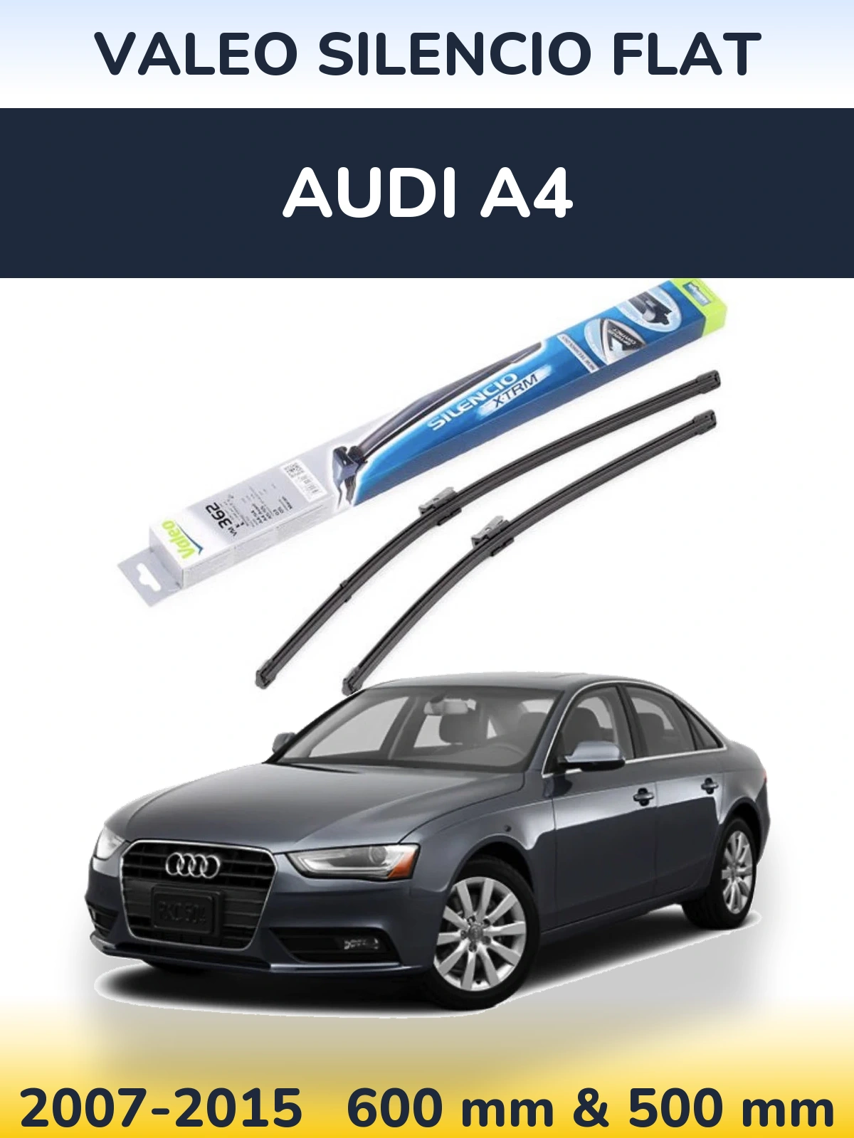 Комплект передних дворников Valeo Silencio Flat 600 & 500 мм для Audi A4 2007-2015