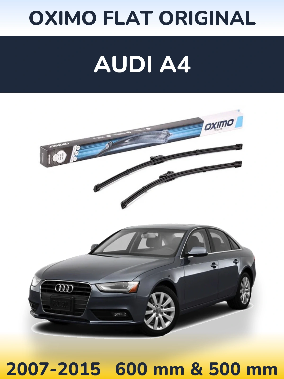 Front wiper blade set Oximo Flat Original 600 & 500 мм for Audi A4 2007-2015
