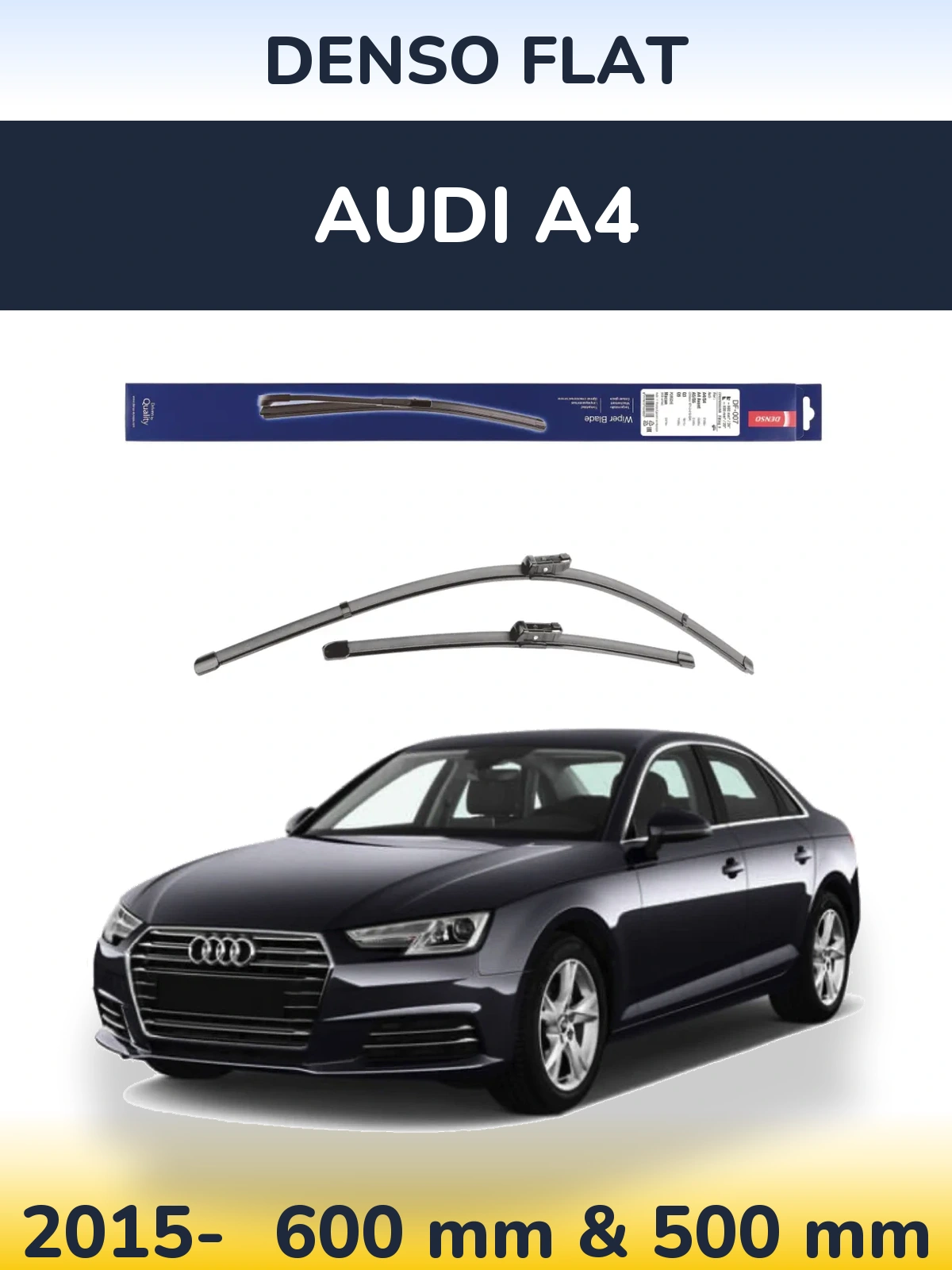 Front wiper blade set Denso Flat 600 & 500 мм for Audi A4 2015-2026