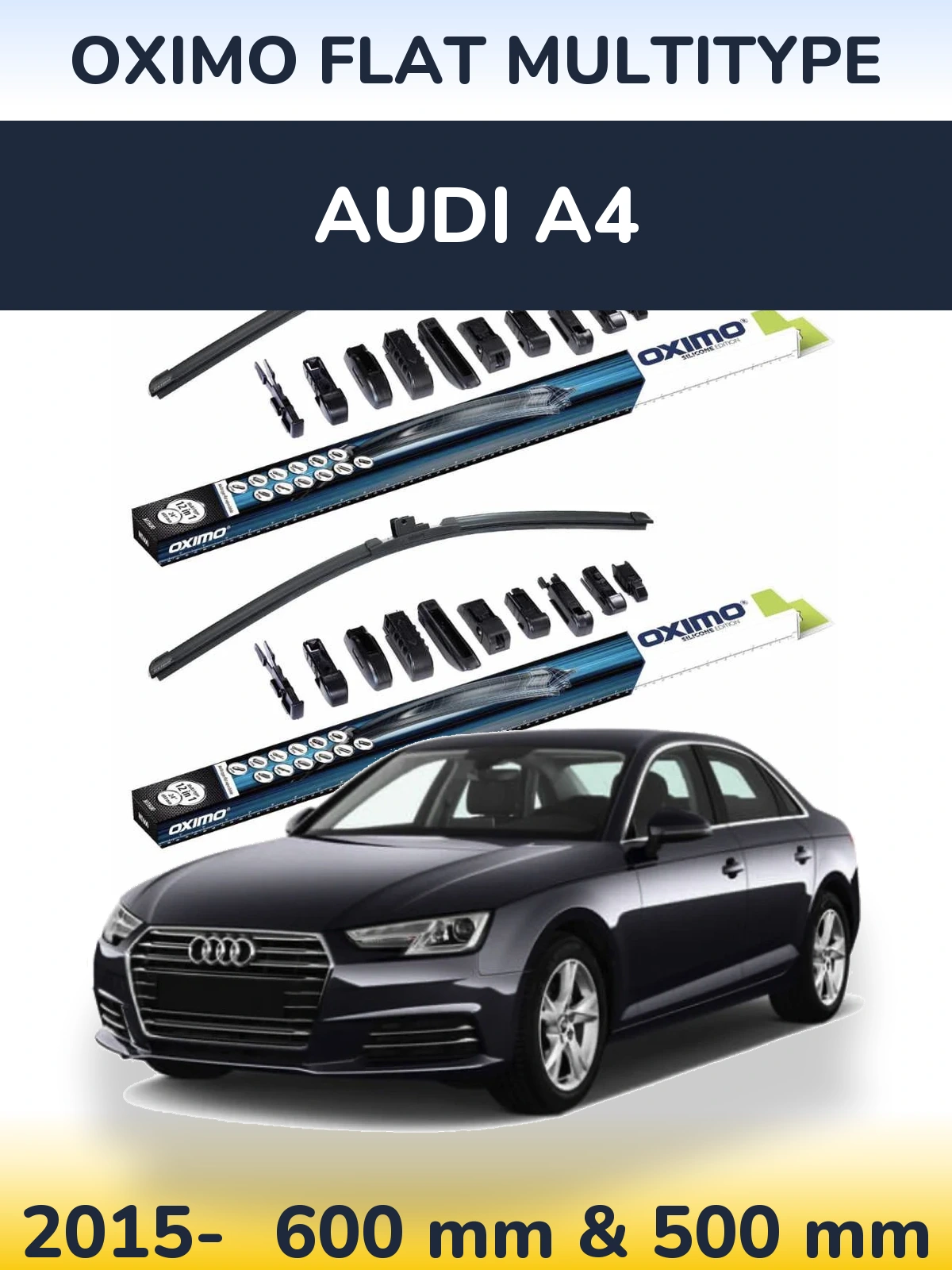 Front wiper blade set Oximo Flat MultiTypee 600 & 500 мм for Audi A4 2015-2026