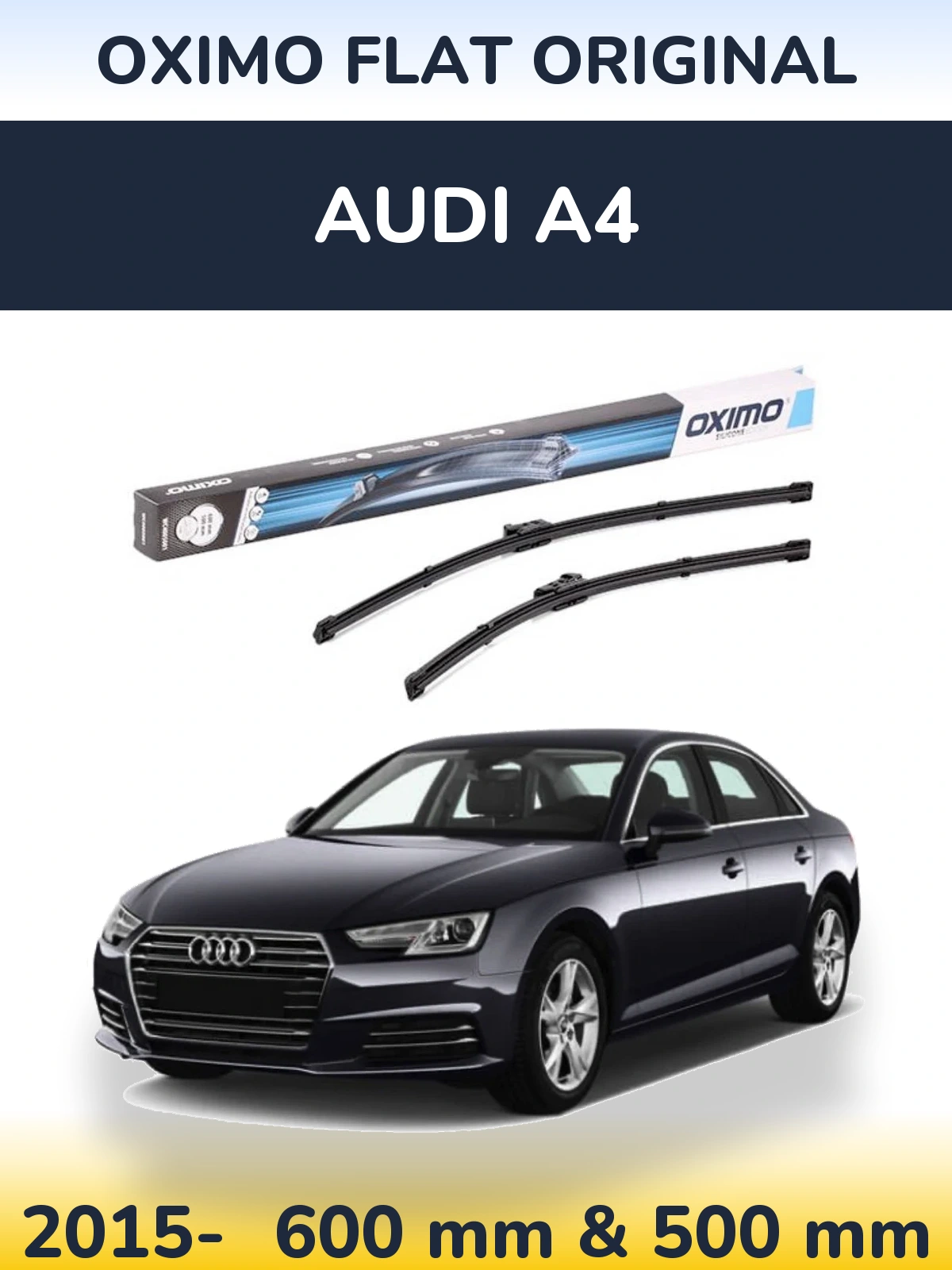 Front wiper blade set Oximo Flat Original 600 & 500 мм for Audi A4 2015-2026