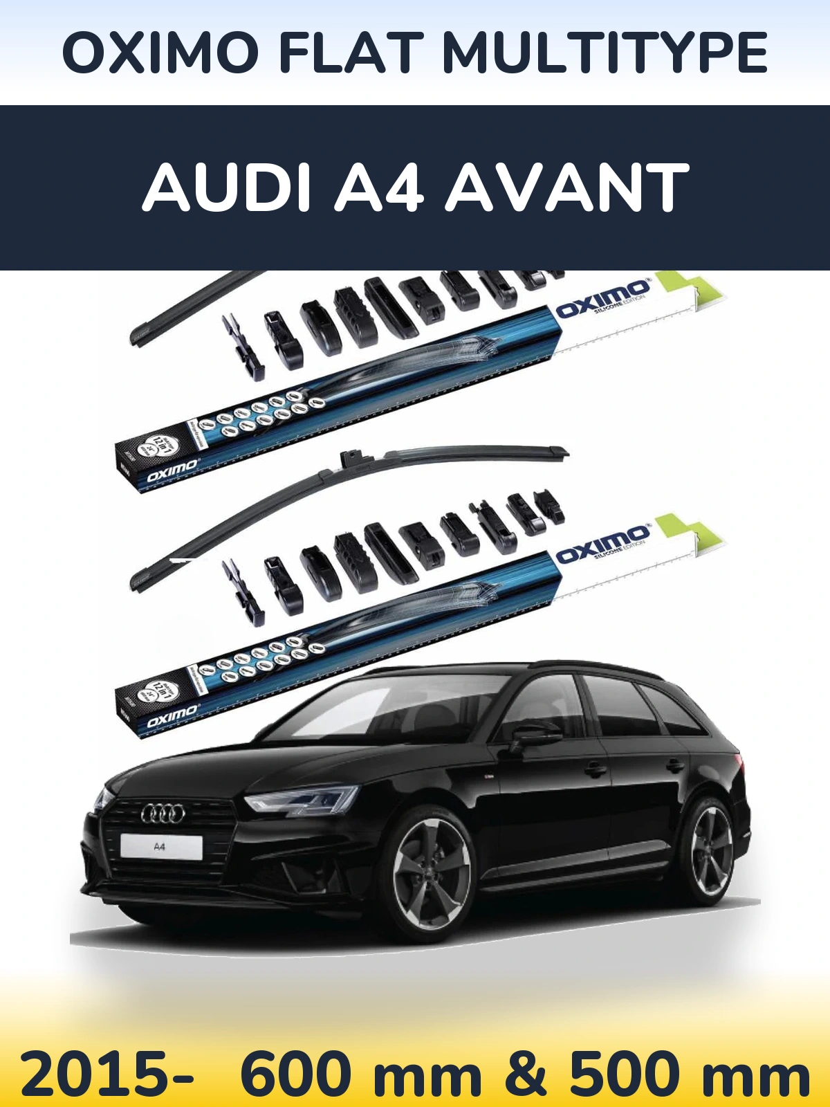 Komplet przednich wycieraczek Oximo Flat MultiType 600 & 500 mm do Audi A4 Avant 2015-2026