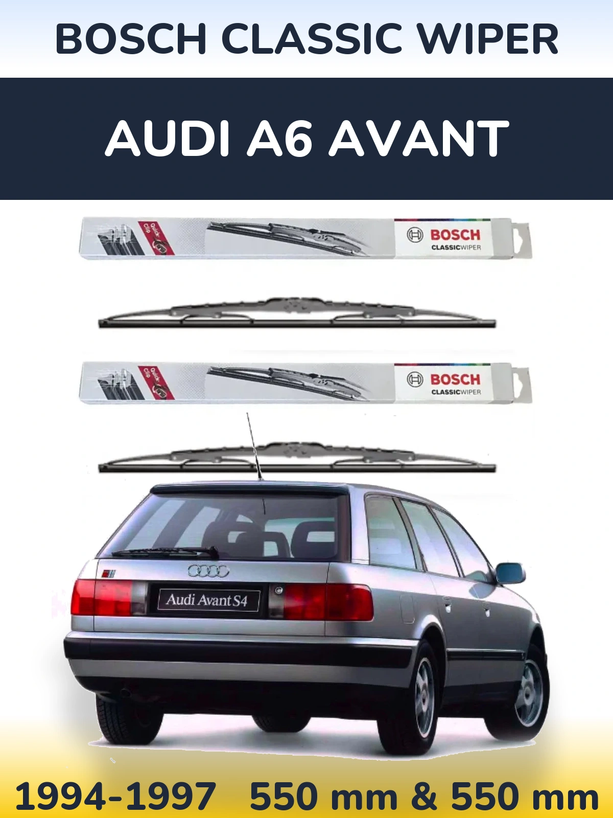 Front wiper blade set BOSCH Classic Wiper 550 & 550 мм for Audi A6 Avant 1994-1997