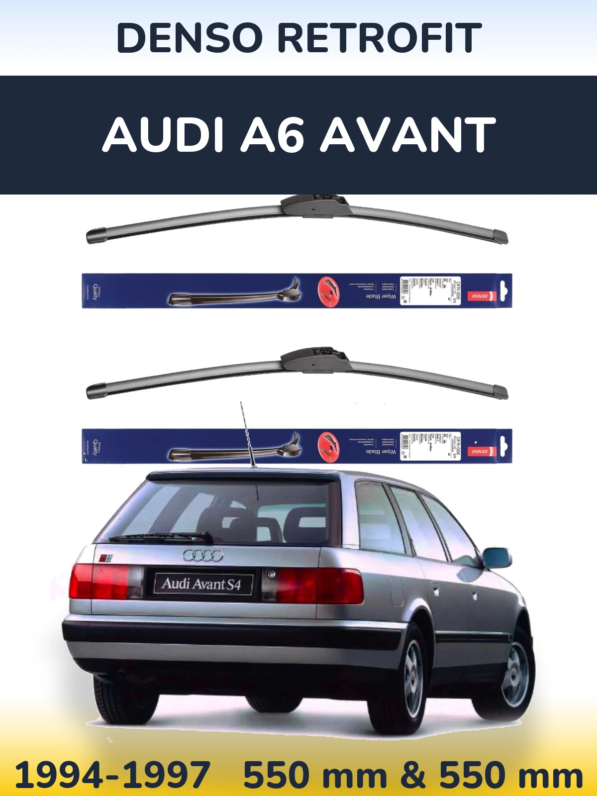 Front wiper blade set Denso Retrofit 550 & 550 мм for Audi A6 Avant 1994-1997
