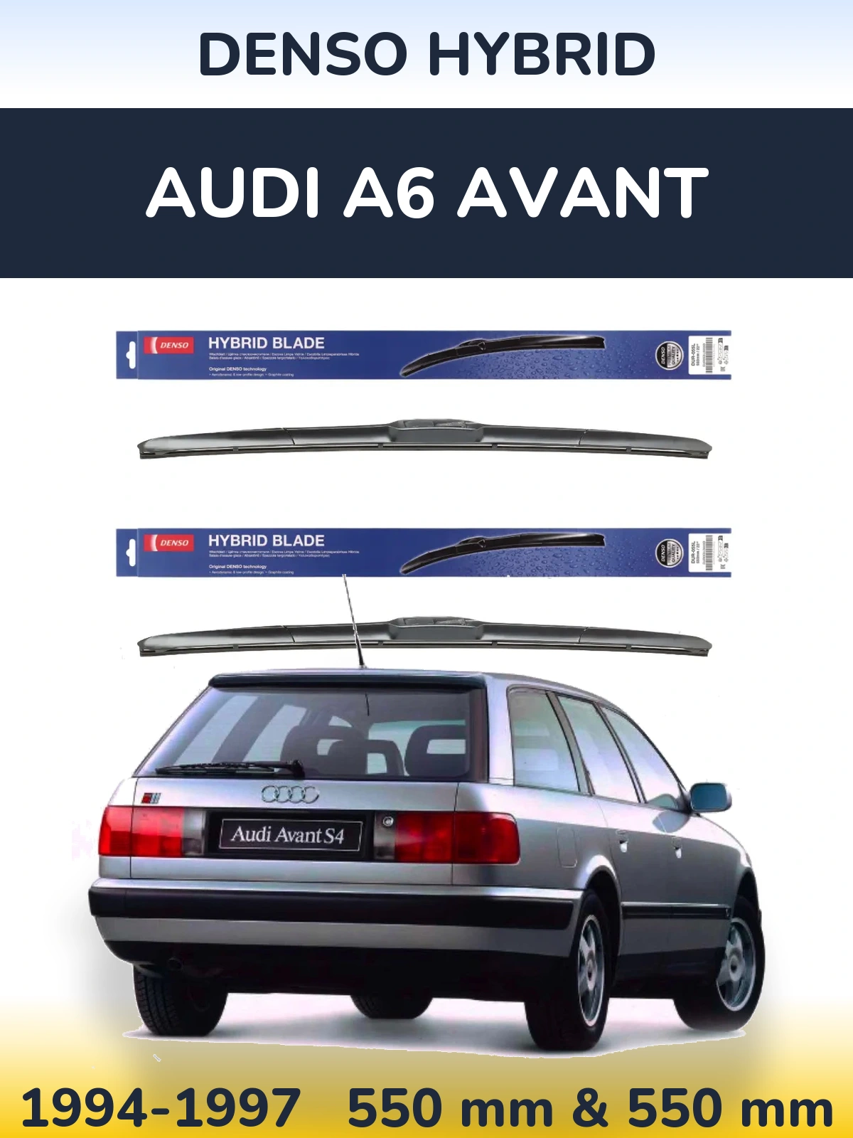 Front wiper blade set Denso Hybrid 550 & 550 мм for Audi A6 Avant 1994-1997