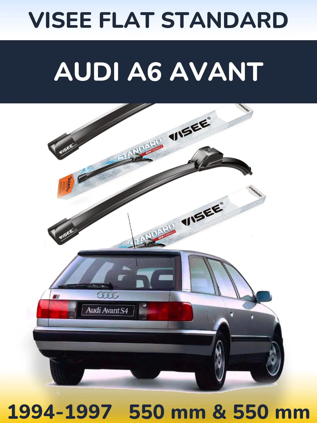 Front wiper blade set VISEE FLAT STANDARD 550 & 550 мм for Audi A6 Avant 1994-1997