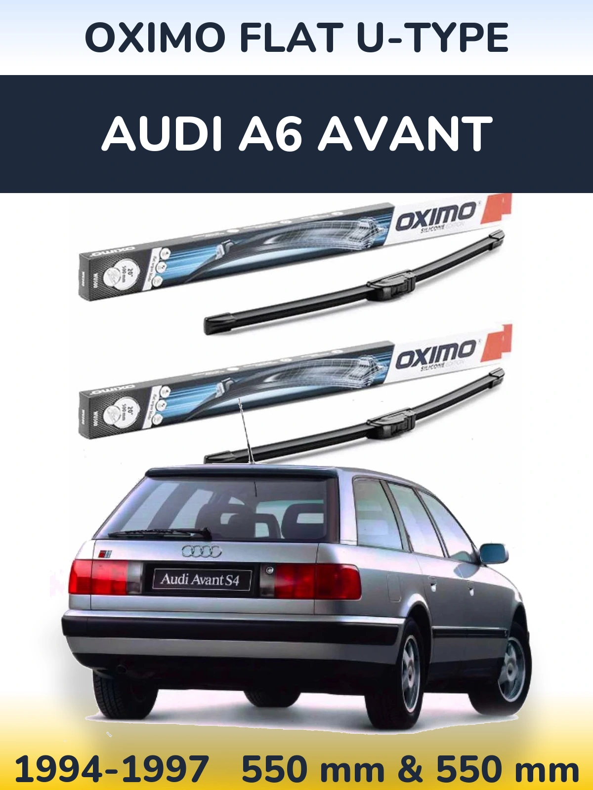 Front wiper blade set Oximo Flat U-type 550 & 550 мм for Audi A6 Avant 1994-1997