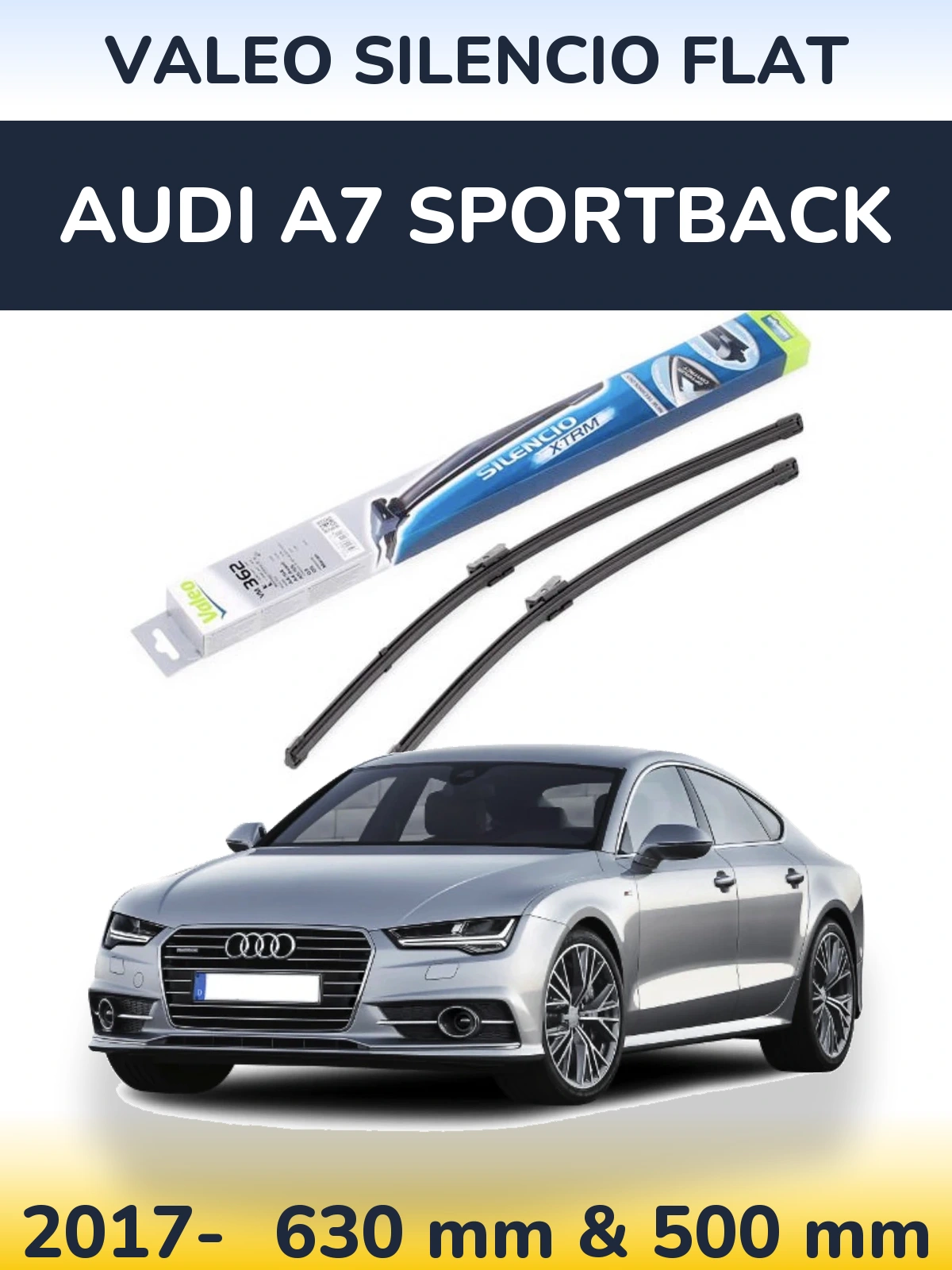 Front wiper blade set Valeo Silencio Flat 600 & 500 мм for Audi A7 Sportback 2017-2026