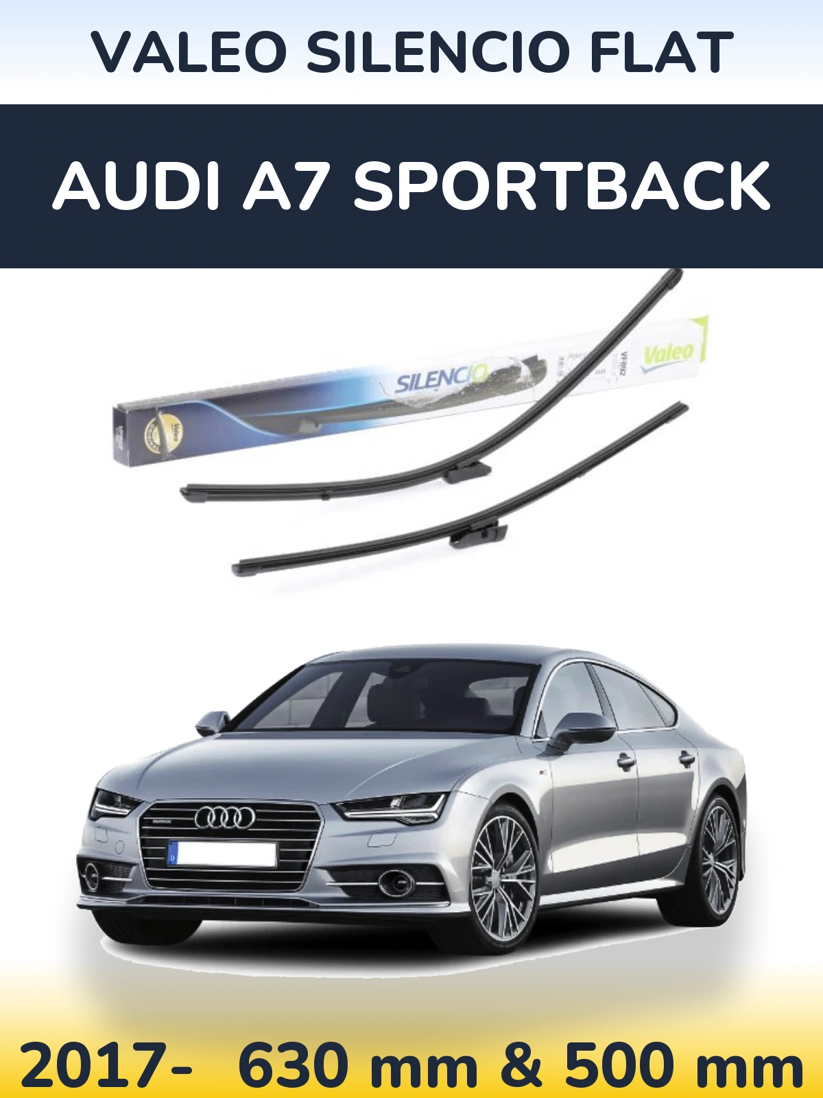 Front wiper blade set Valeo Silencio Flat 630 & 500 мм for Audi A7 Sportback 2017-2026