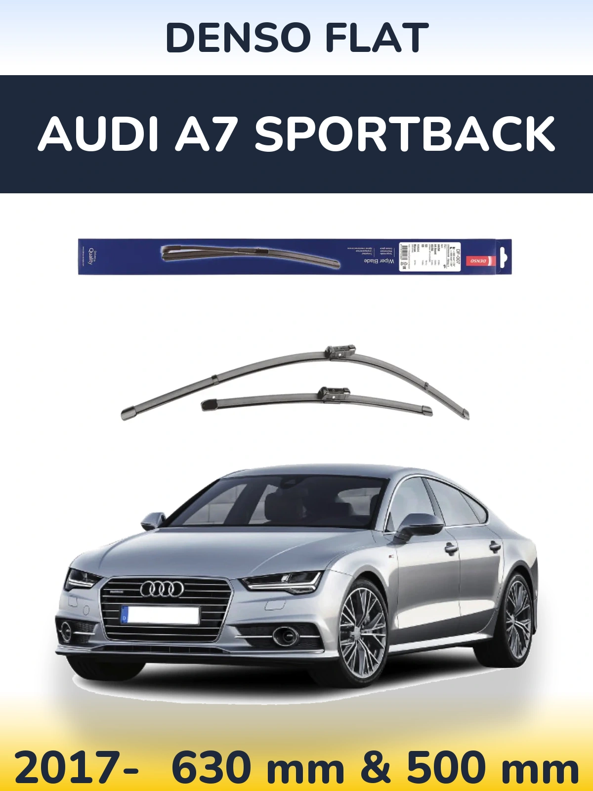 Front wiper blade set Denso Flat 600 & 500 мм for Audi A7 Sportback 2017-2026