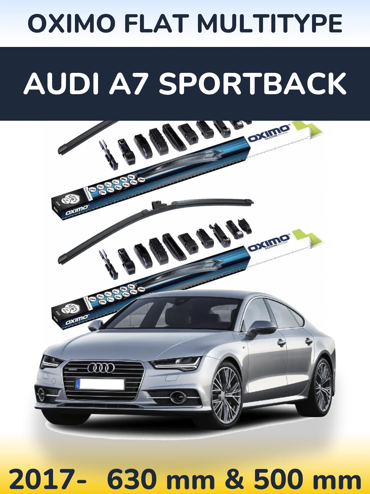 Front wiper blade set Oximo Flat MultiTypee 600 & 500 мм for Audi A7 Sportback 2017-2026