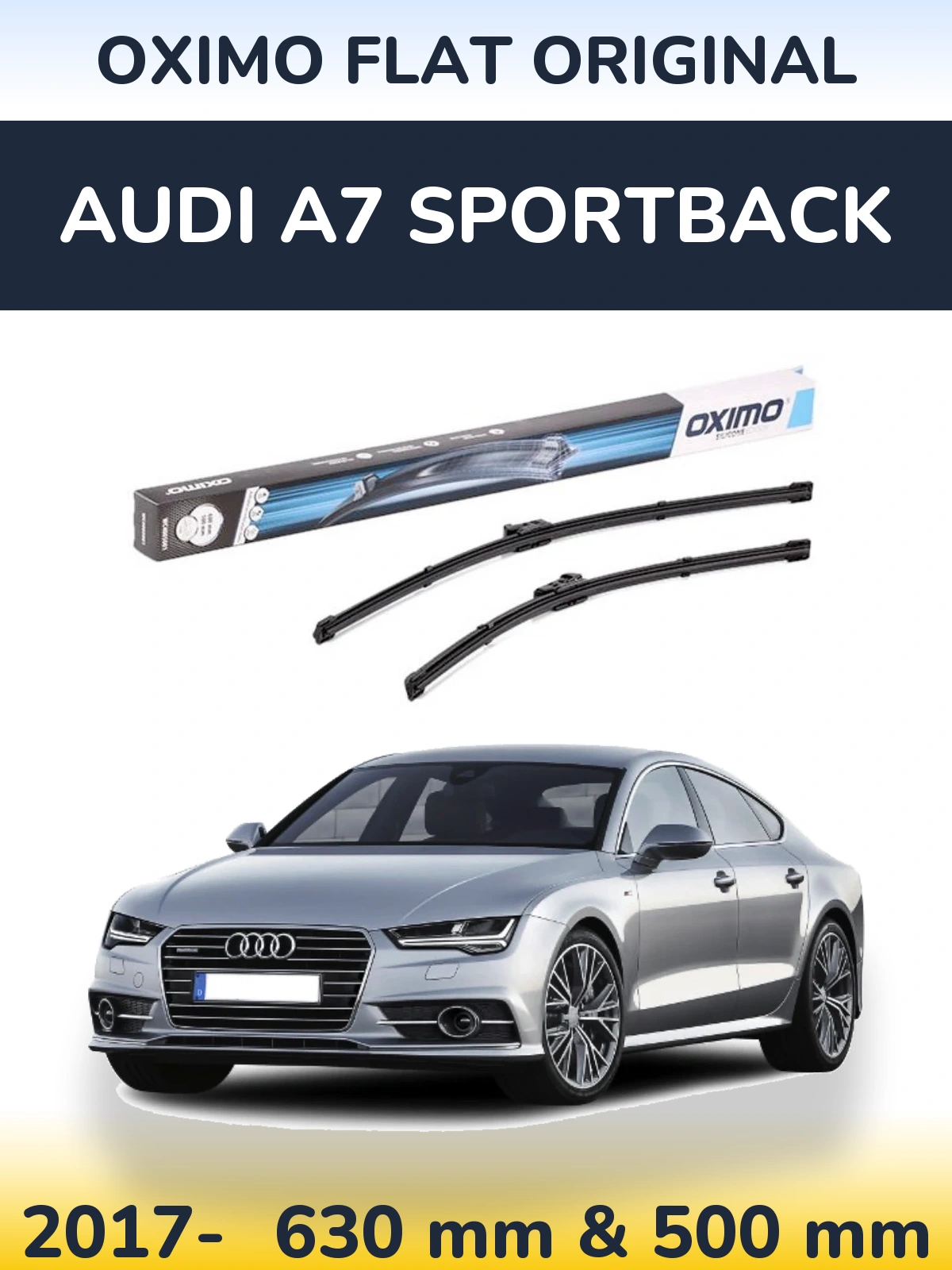 Front wiper blade set Oximo Flat Original 600 & 500 мм for Audi A7 Sportback 2017-2026