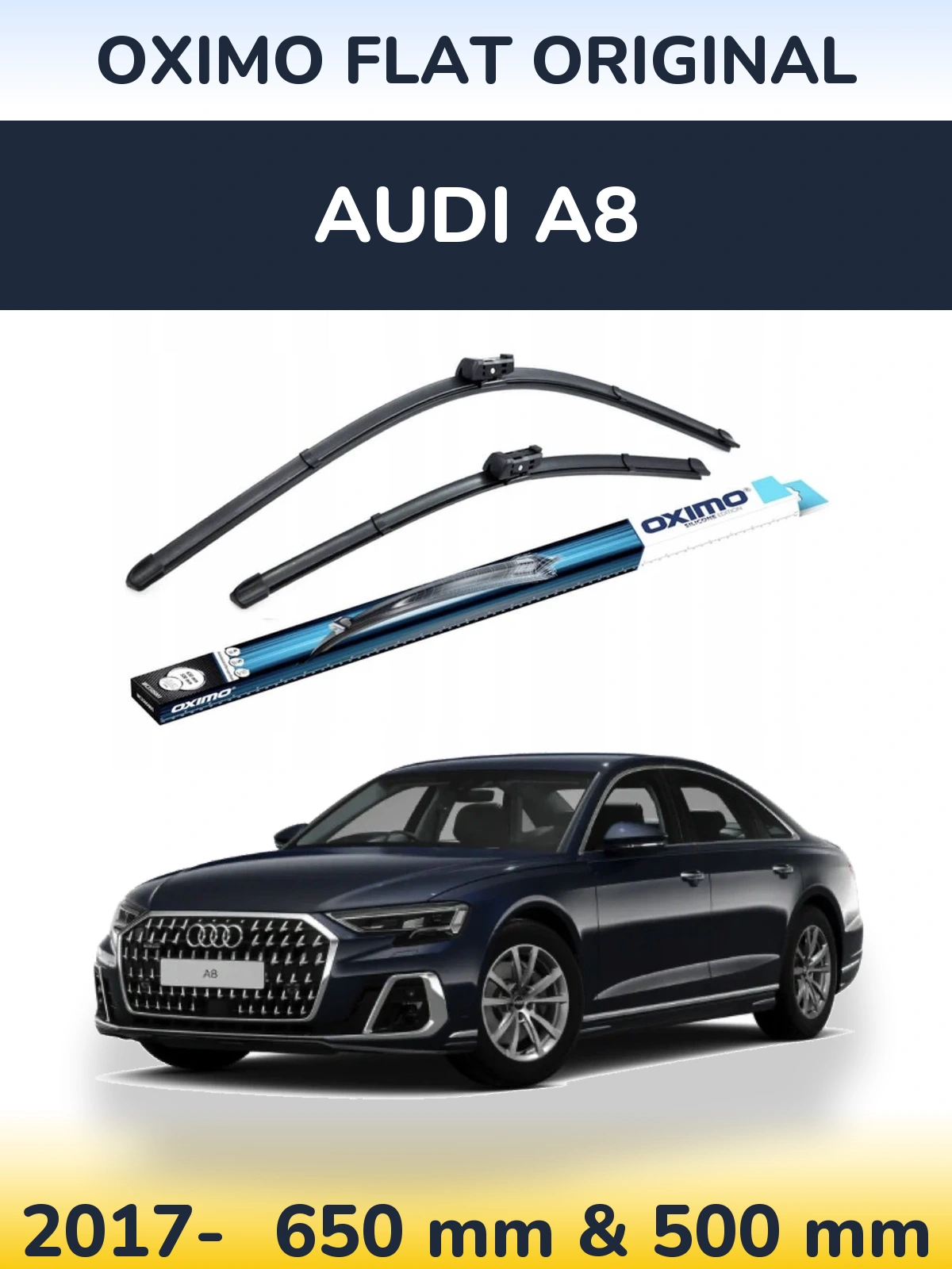 Комплект передних дворников Oximo Flat Original 650 & 500 мм для Audi A8 2017-2026