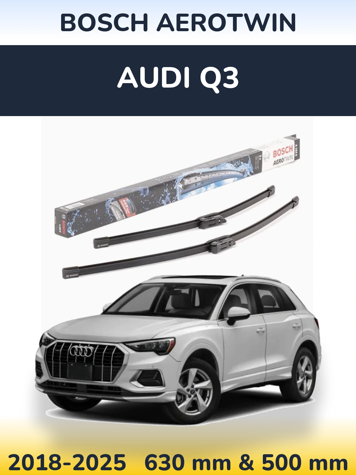Komplet przednich wycieraczek BOSCH AeroTwin 630 & 500 mm do Audi Q3 2018-2025