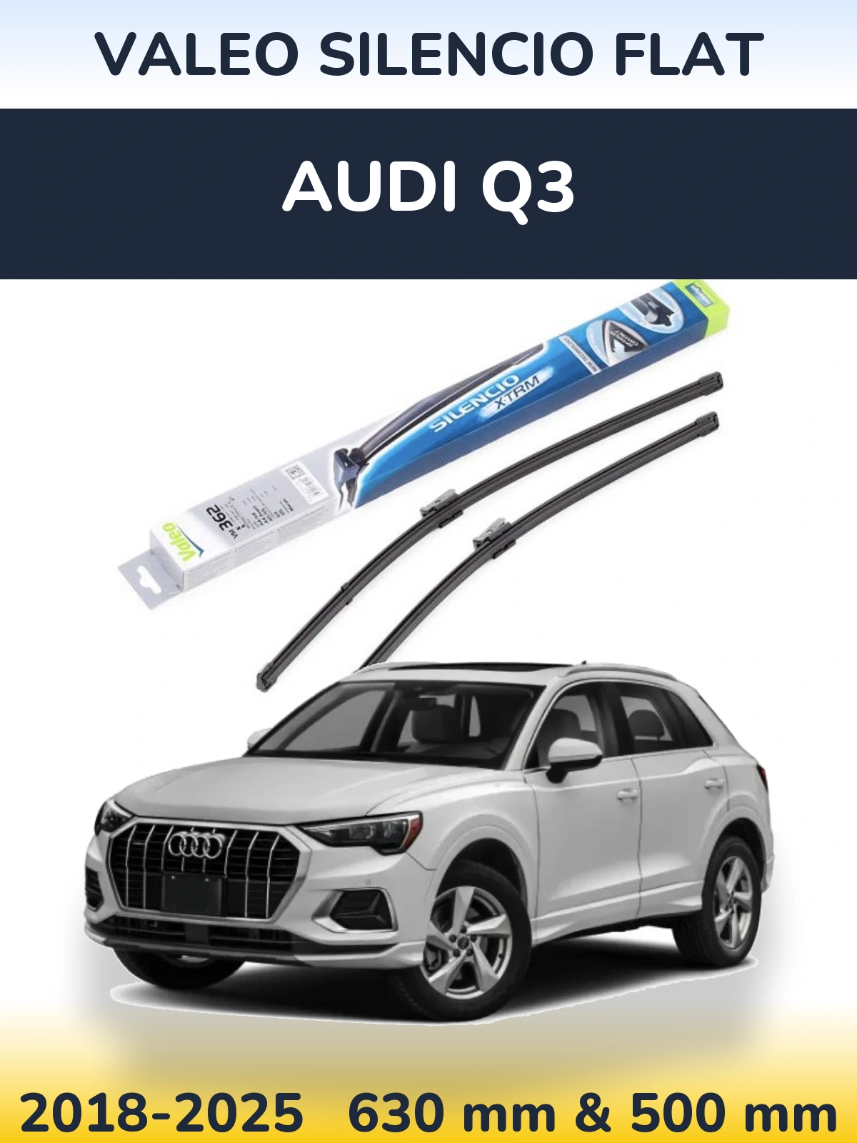 Komplet przednich wycieraczek Valeo Silencio Flat 600 & 500 mm do Audi Q3 2018-2025