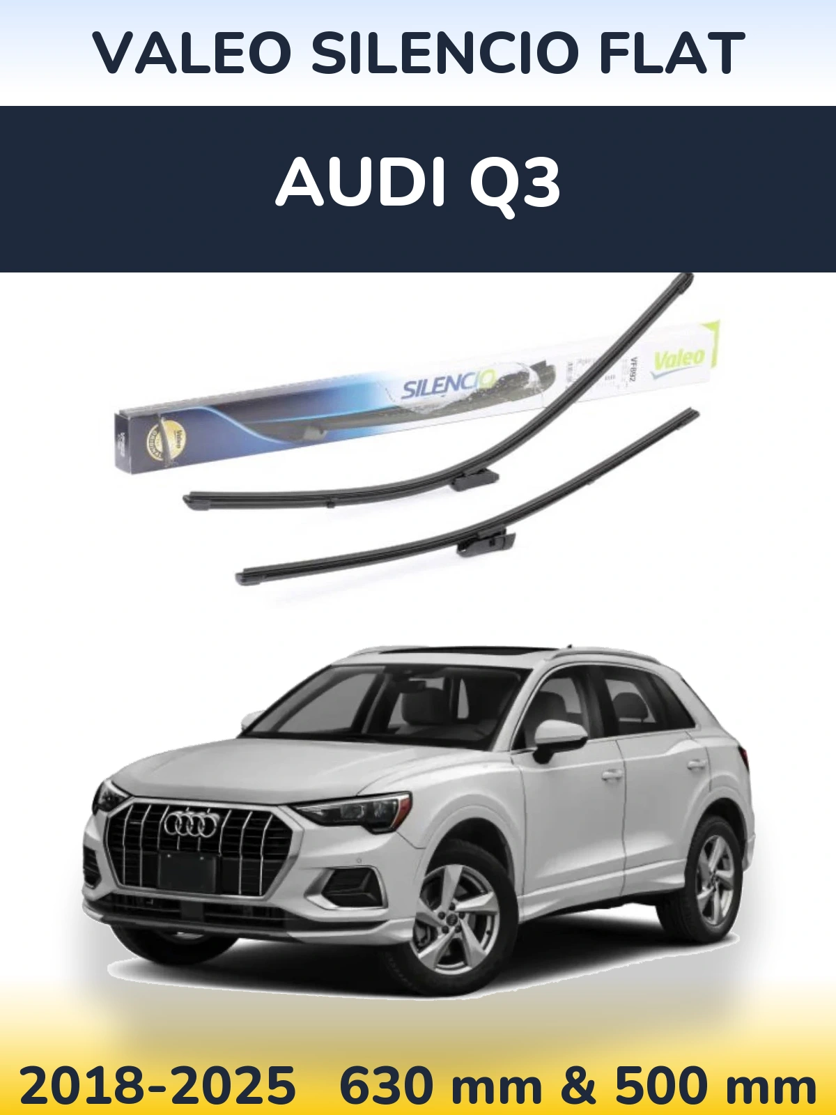 Комплект передних дворников Valeo Silencio Flat 630 & 500 мм для Audi Q3 2018-2025