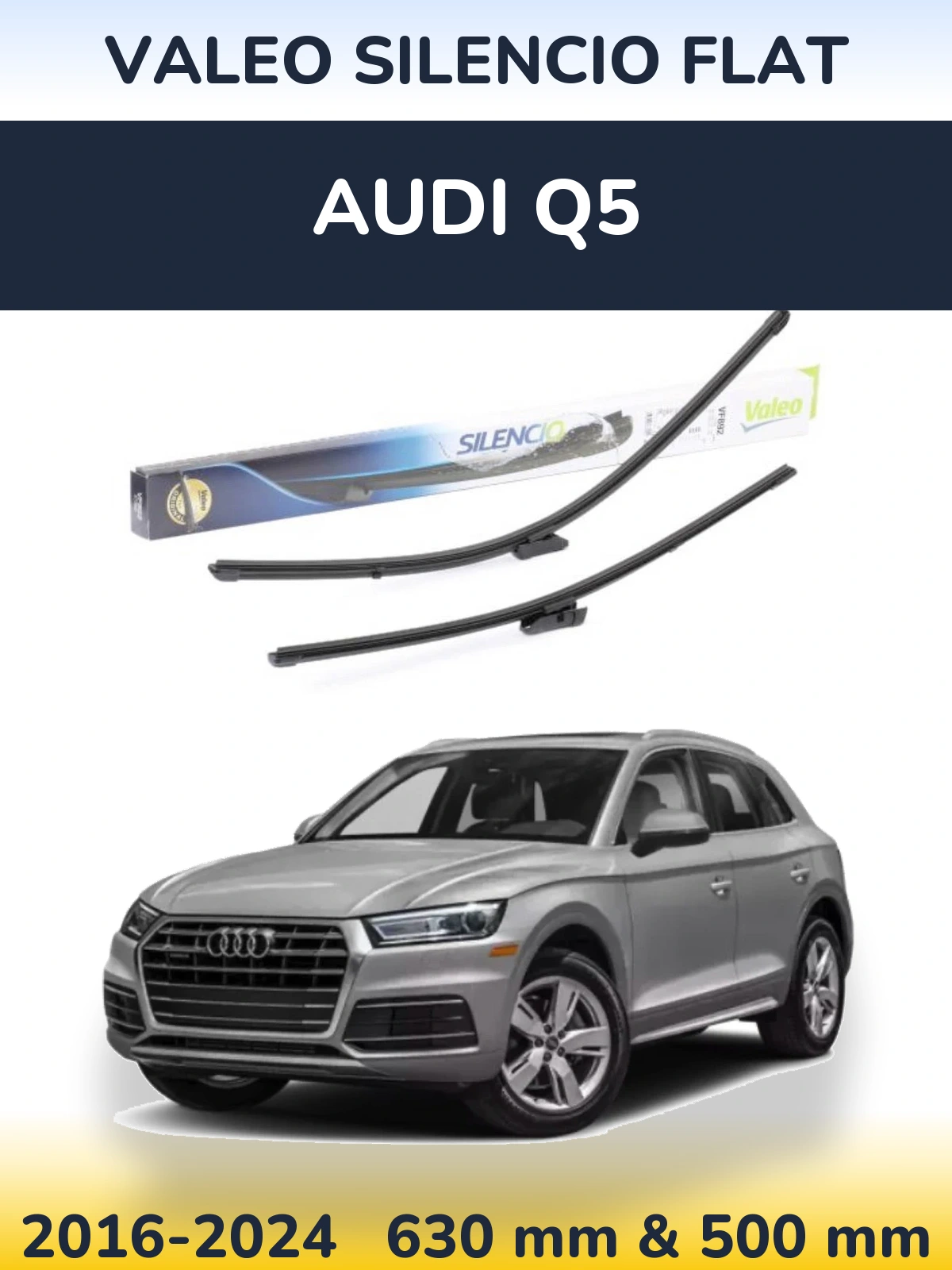 Front wiper blade set Valeo Silencio Flat 630 & 500 мм for Audi Q5 2016-2024