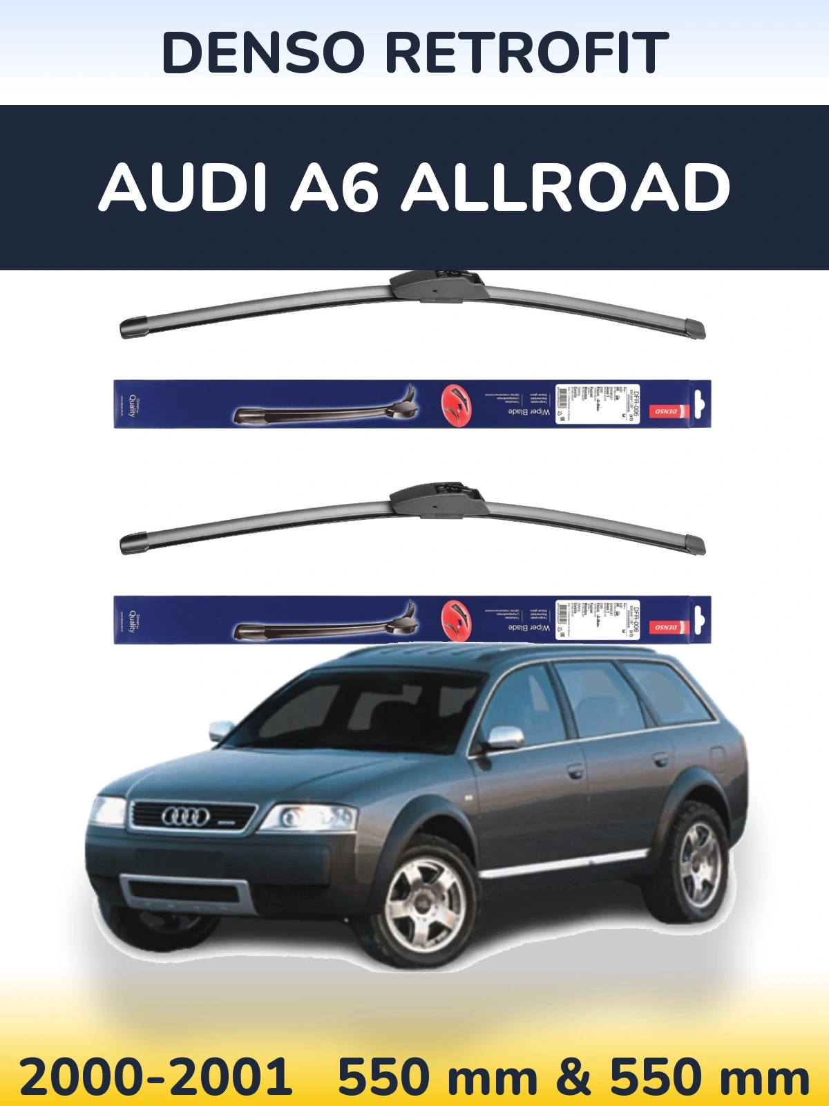Front wiper blade set Denso Retrofit 550 & 550 мм for Audi A6 Allroad 2000-2001