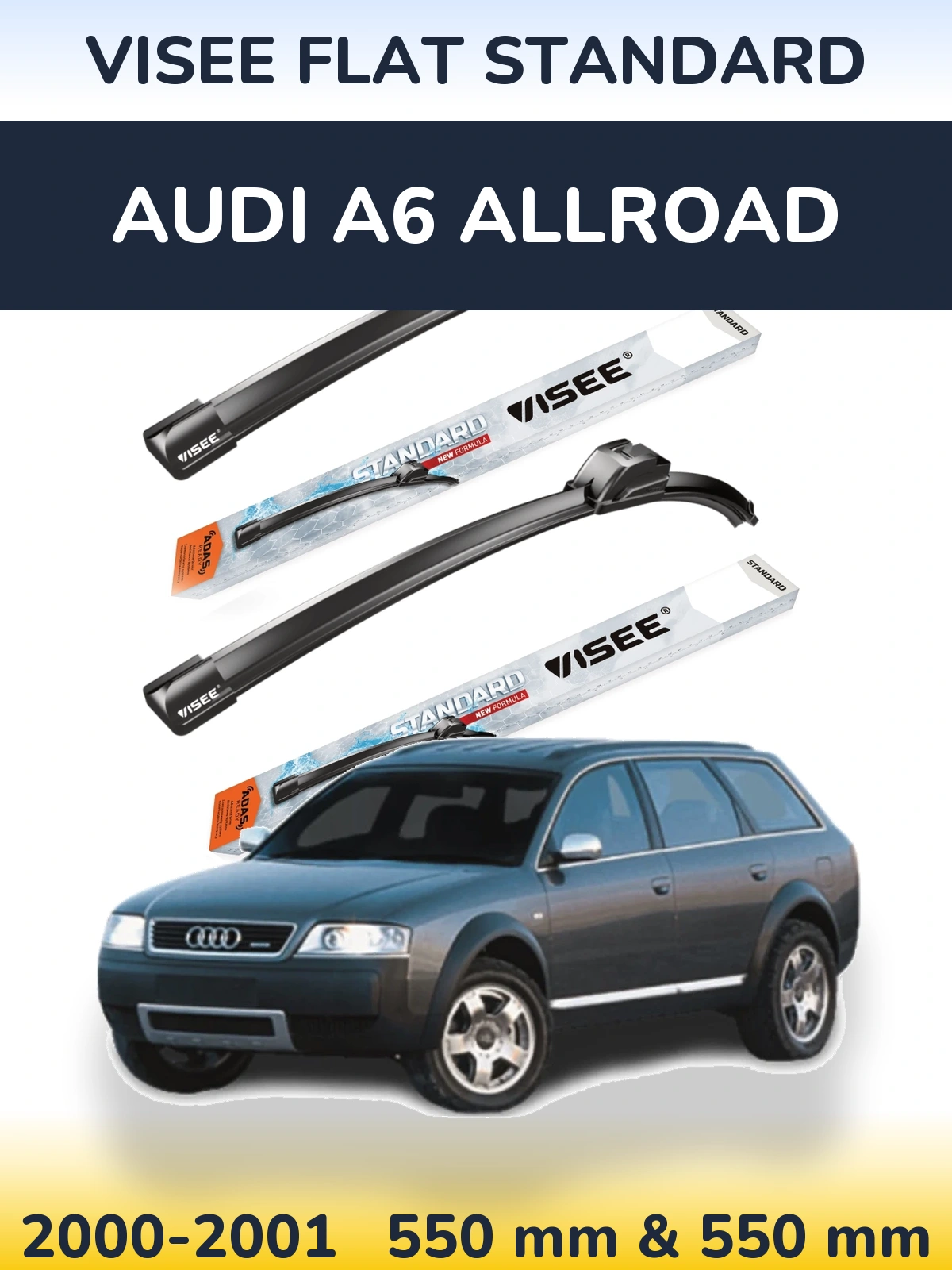 Front wiper blade set VISEE FLAT STANDARD 550 & 550 мм for Audi A6 Allroad 2000-2001