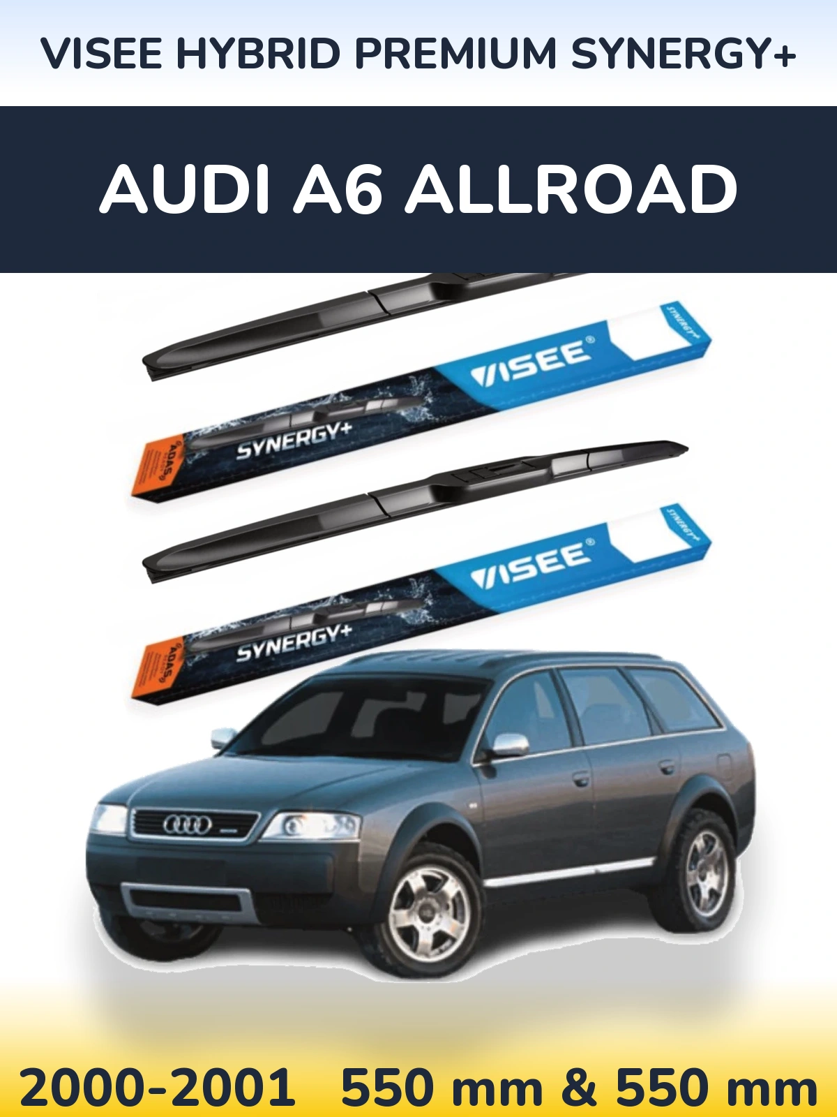 Комплект передних дворников VISEE HYBRID PREMIUM SYNERGY+ 550 & 550 мм для Audi A6 Allroad 2000-2001