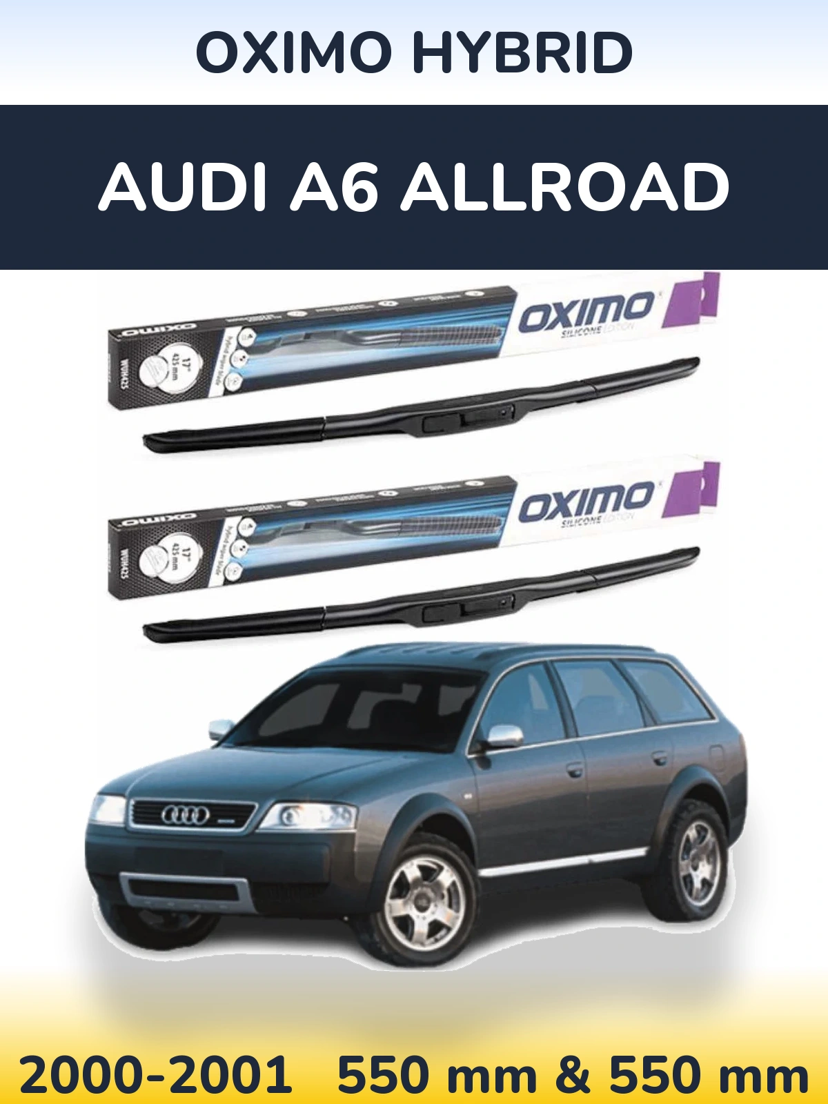 Front wiper blade set Oximo Hybrid 550 & 550 мм for Audi A6 Allroad 2000-2001