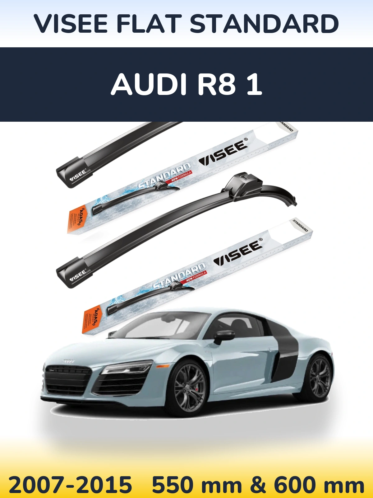 Front wiper blade set VISEE FLAT STANDARD 550 & 600 мм for Audi R8 1 2007-2015