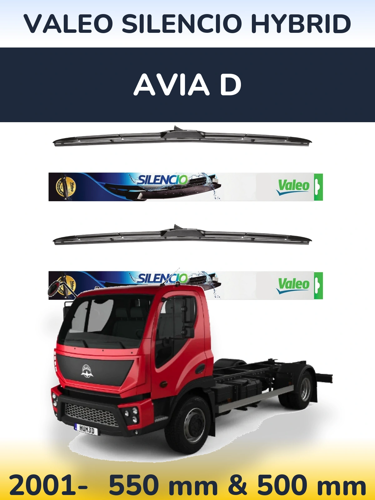 Комплект передних дворников Valeo Silencio Hybrid 550 & 500 мм для Avia D 2001-2026