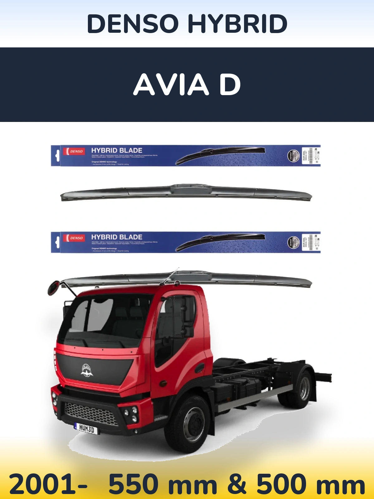 Front wiper blade set Denso Hybrid 550 & 500 мм for Avia D 2001-2026