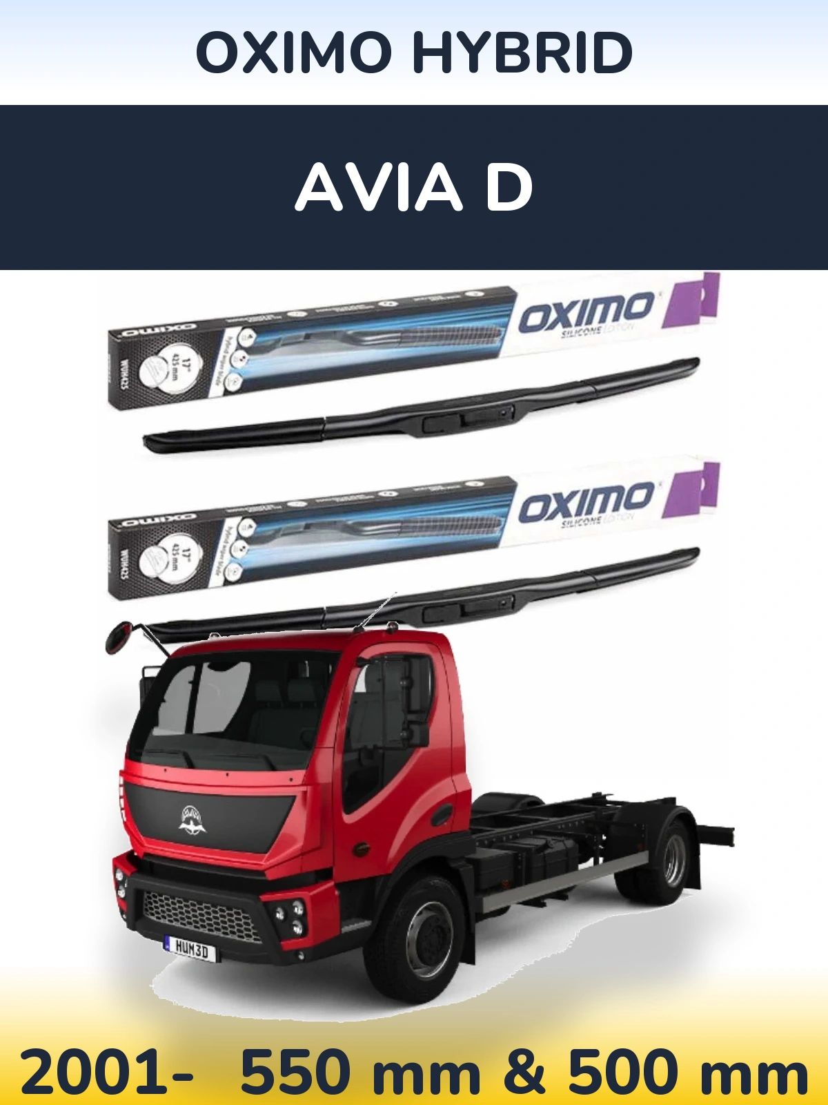 Комплект передних дворников Oximo Hybrid 550 & 500 мм для Avia D 2001-2026