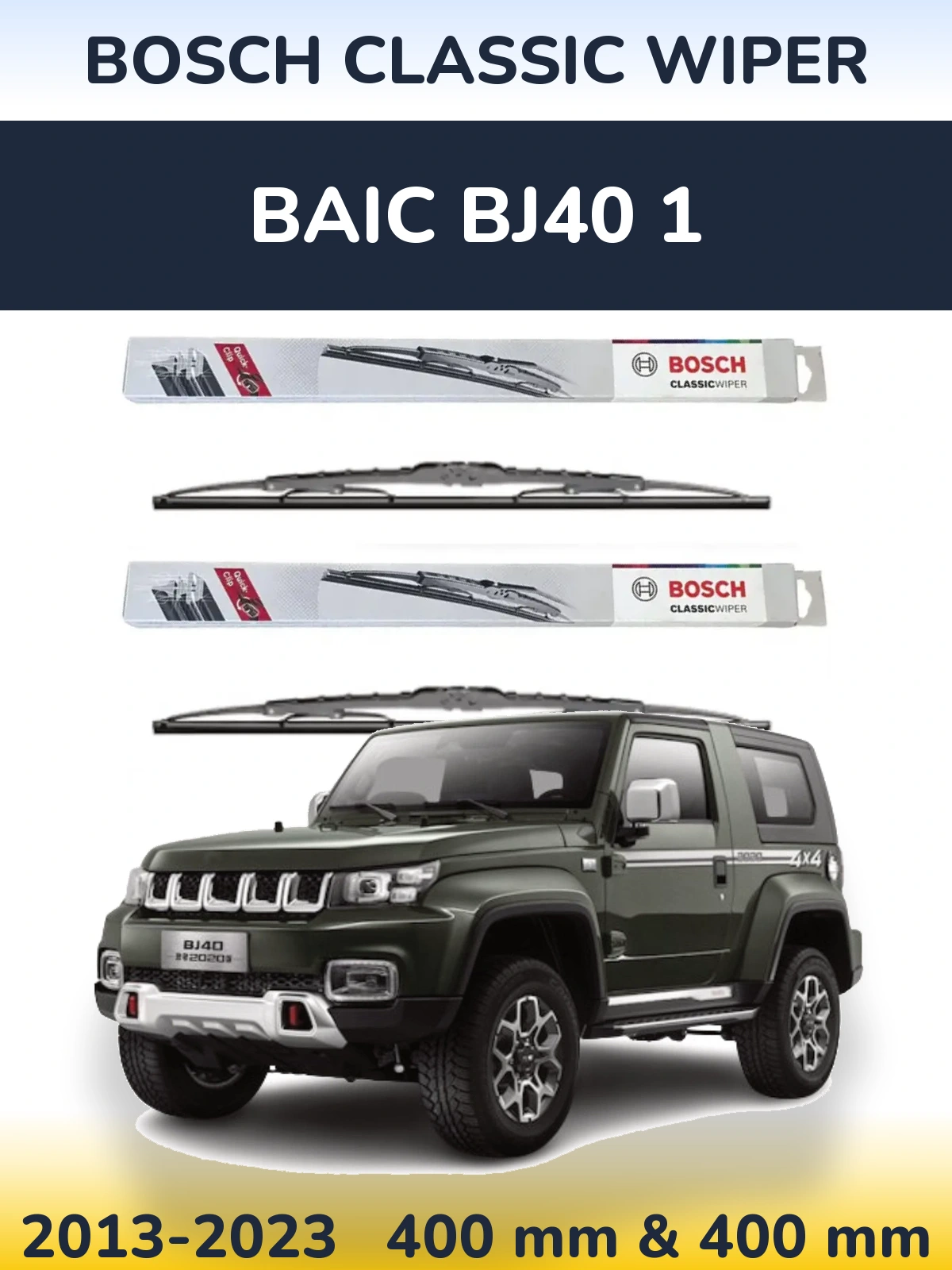 Komplet przednich wycieraczek BOSCH Classic Wiper 400 & 400 mm do BAIC BJ40 1 2013-2023