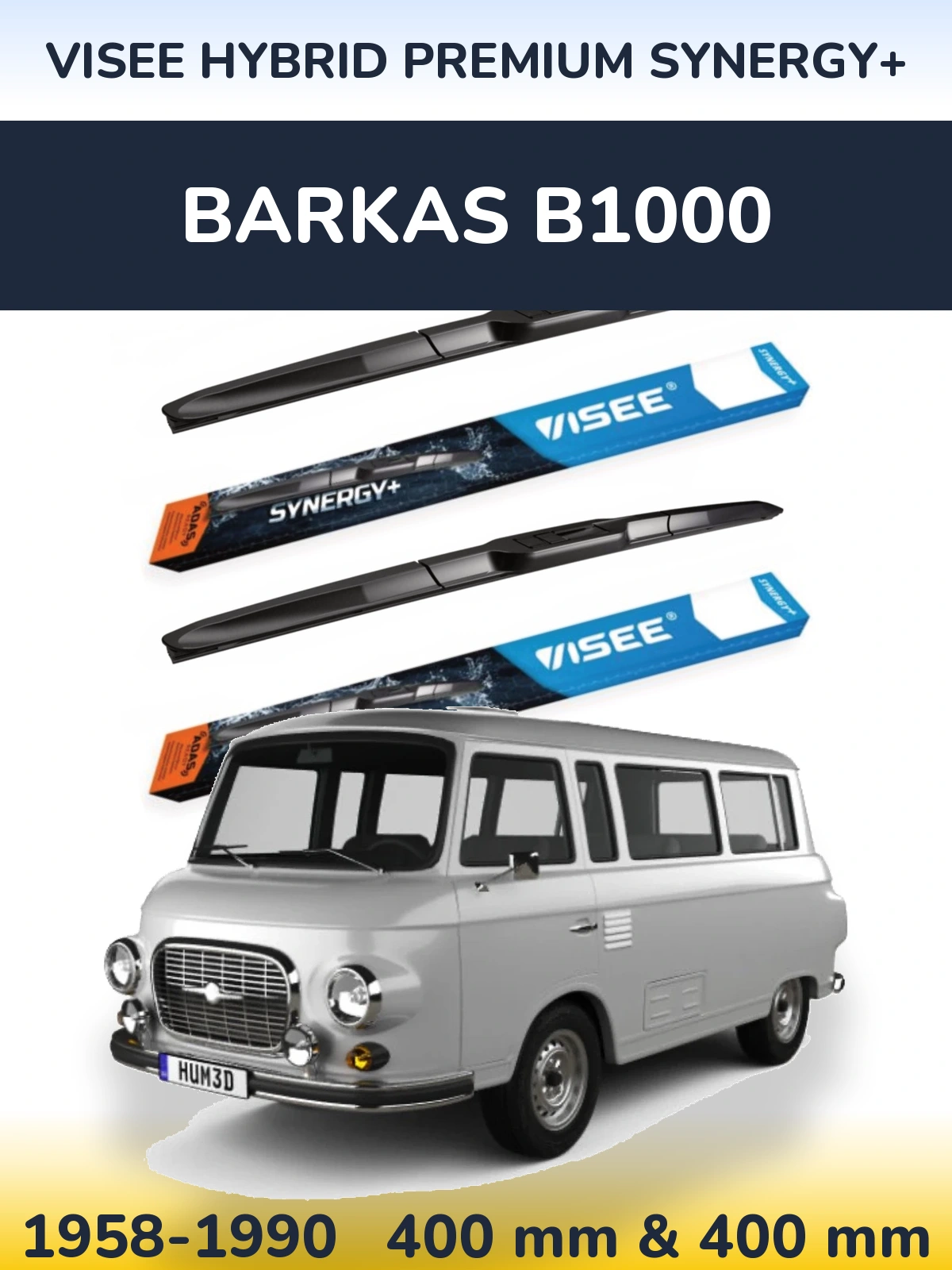 Front wiper blade set VISEE HYBRID PREMIUM SYNERGY+ 400 & 400 мм for Barkas B1000 1958-1990