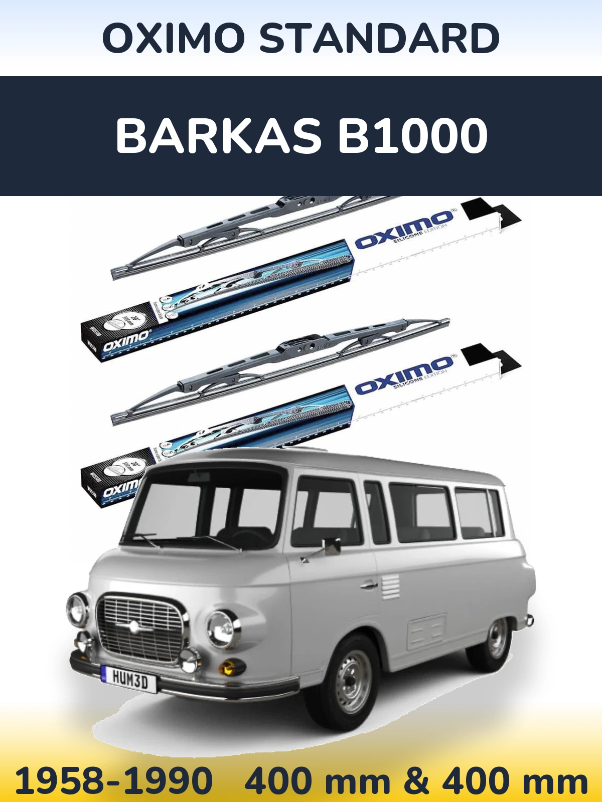 Komplet przednich wycieraczek Oximo Standard 400 & 400 mm do Barkas B1000 1958-1990