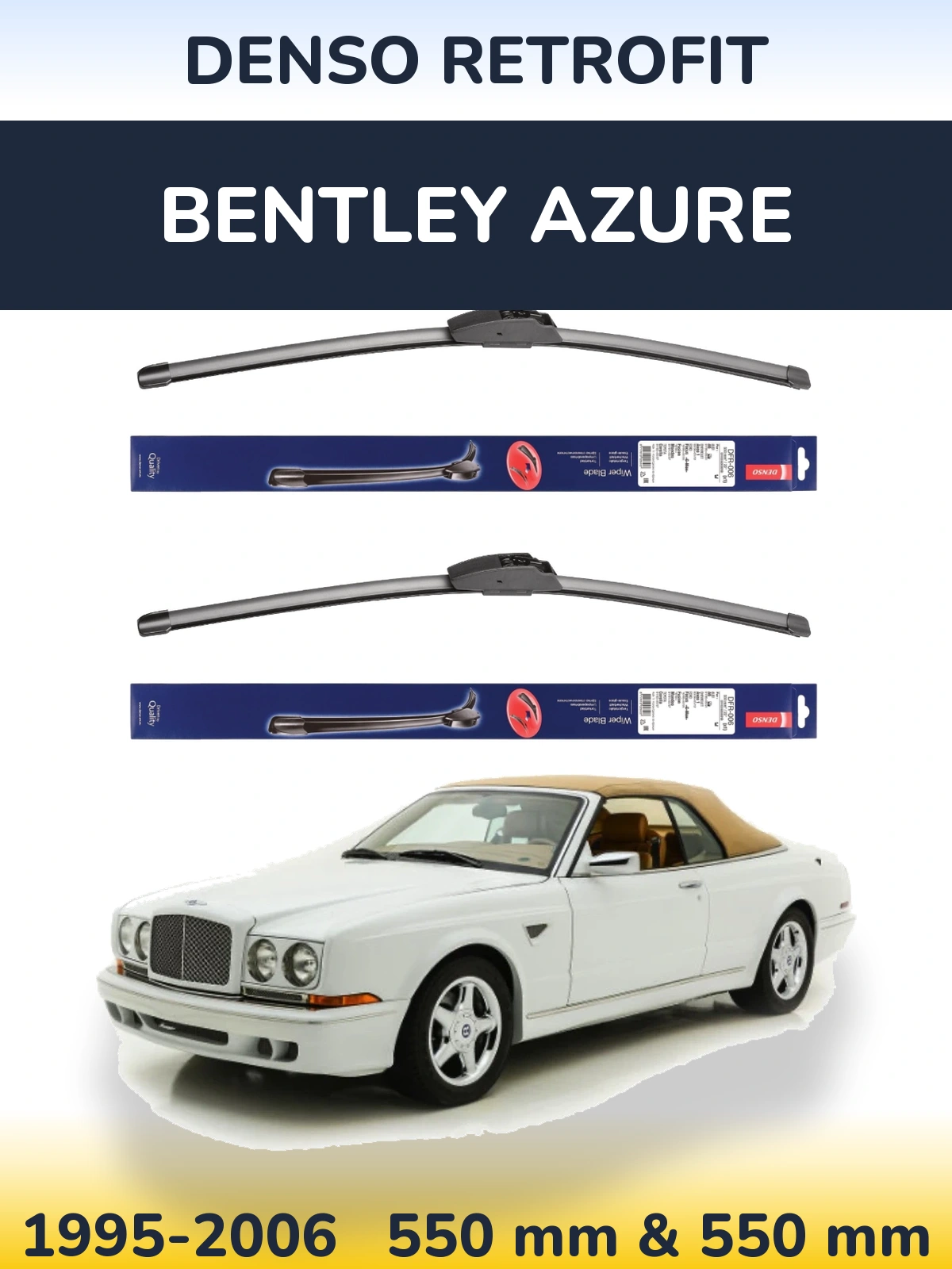 Komplet przednich wycieraczek Denso Retrofit 550 & 550 mm do Bentley Azure 1995-2006