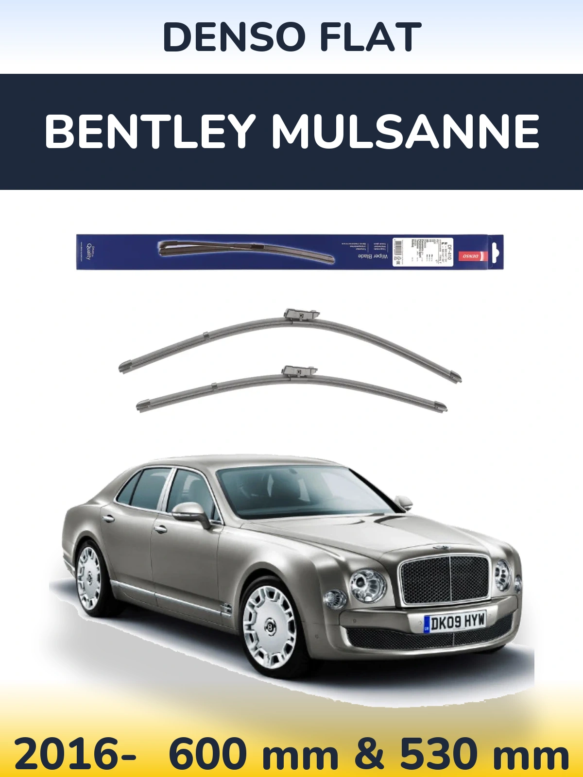 Komplet przednich wycieraczek Denso Flat 600 & 520 mm do Bentley Mulsanne 2016-2026