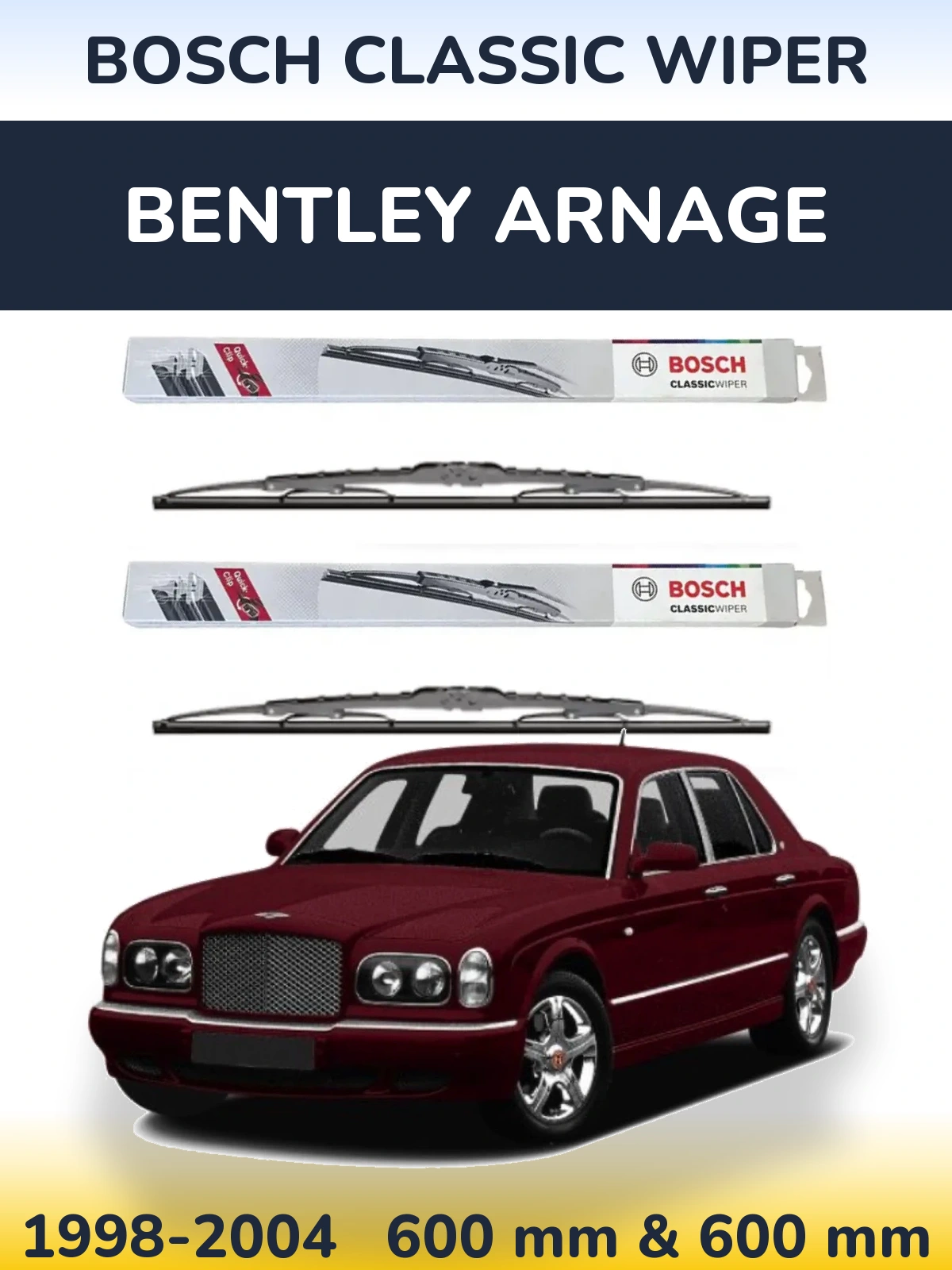 Комплект передніх щіток BOSCH Classic Wiper 600 & 600 мм для Bentley Arnage 1998-2004
