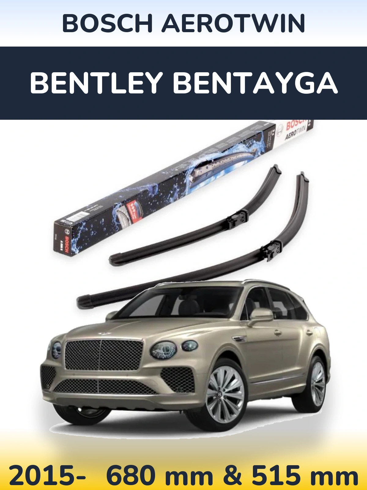 Комплект передних дворников BOSCH AeroTwin 680 & 515 мм для Bentley Bentayga 2015-2026